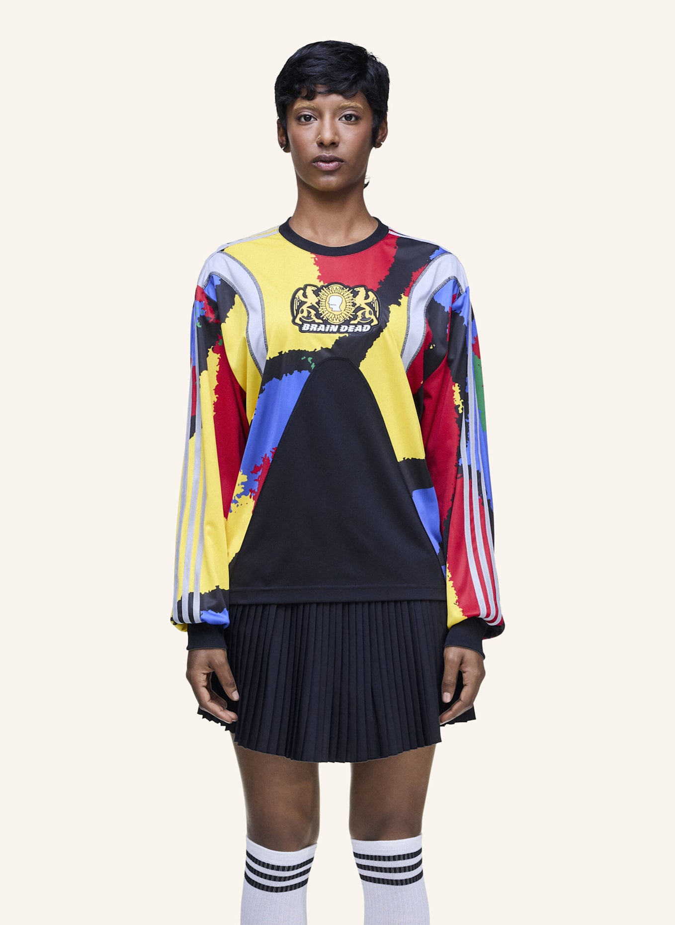 adidas Originals BRAIN DEAD LONG SLEEVE TRIKOT: SCHWARZ/ GELB