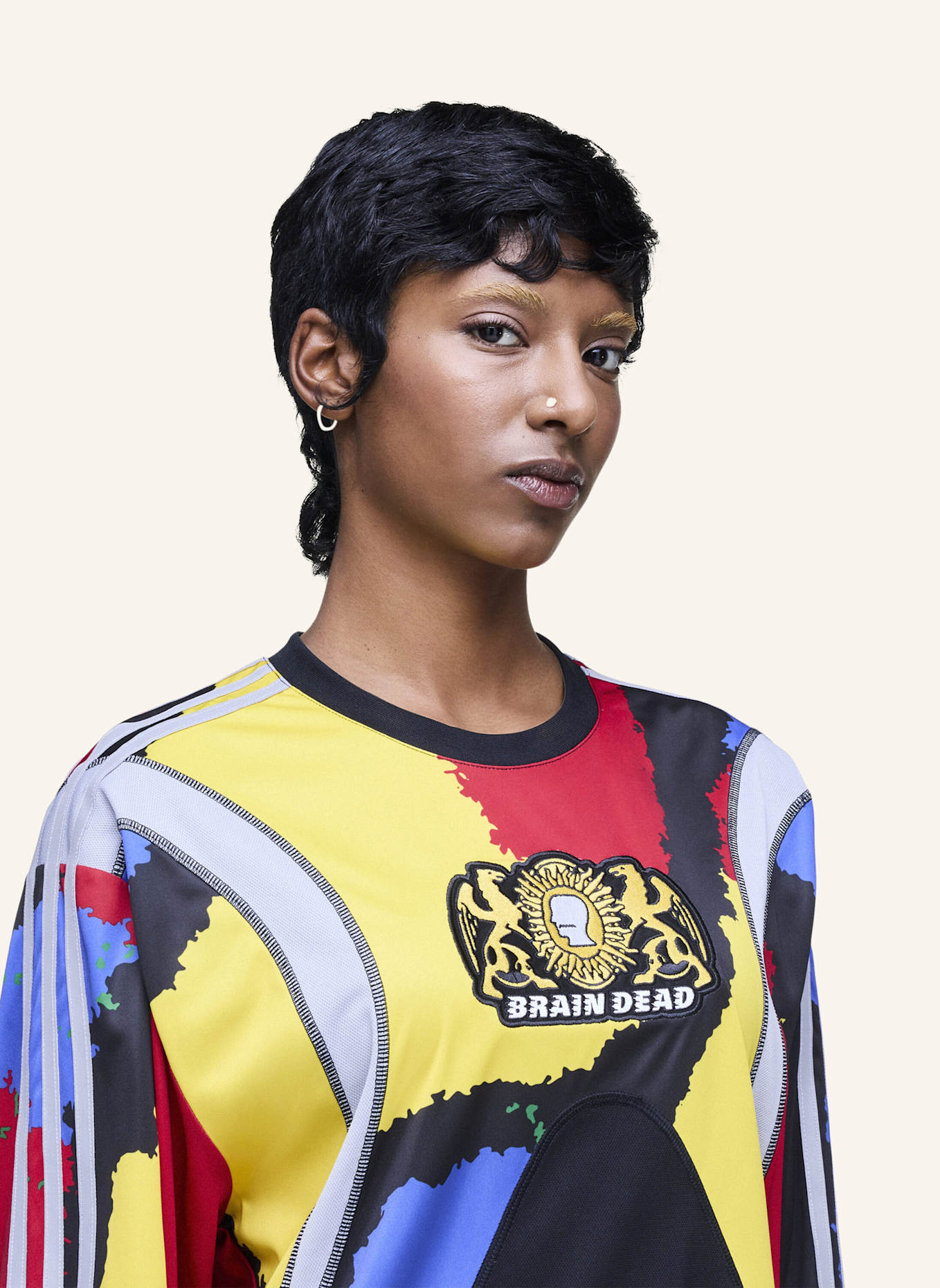 adidas Originals BRAIN DEAD LONG SLEEVE TRIKOT: SCHWARZ/ GELB