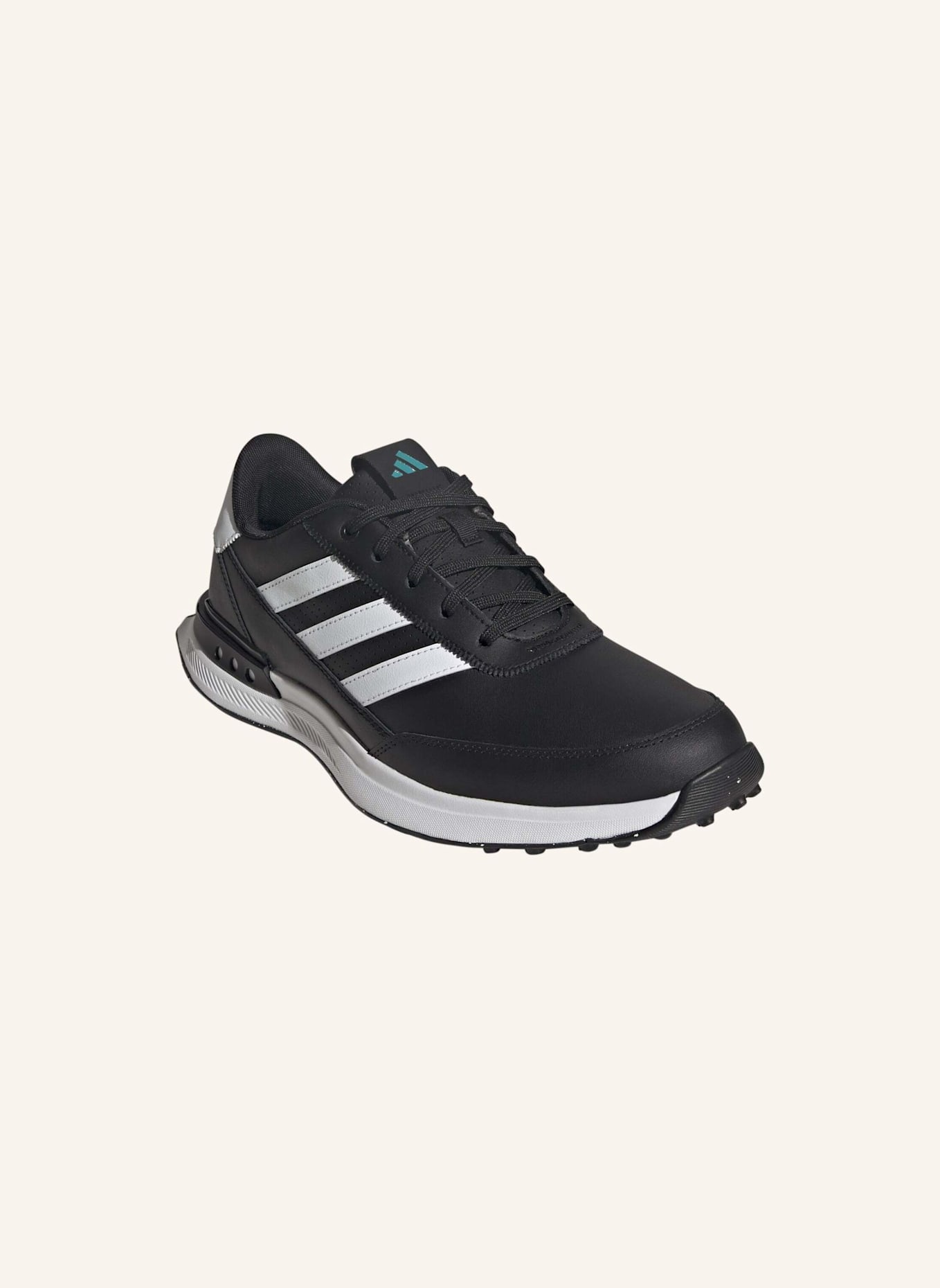 adidas S2G SPIKELESS LEATHER 24 GOLFSCHUH: SCHWARZ/ WEISS/ TÜRKIS