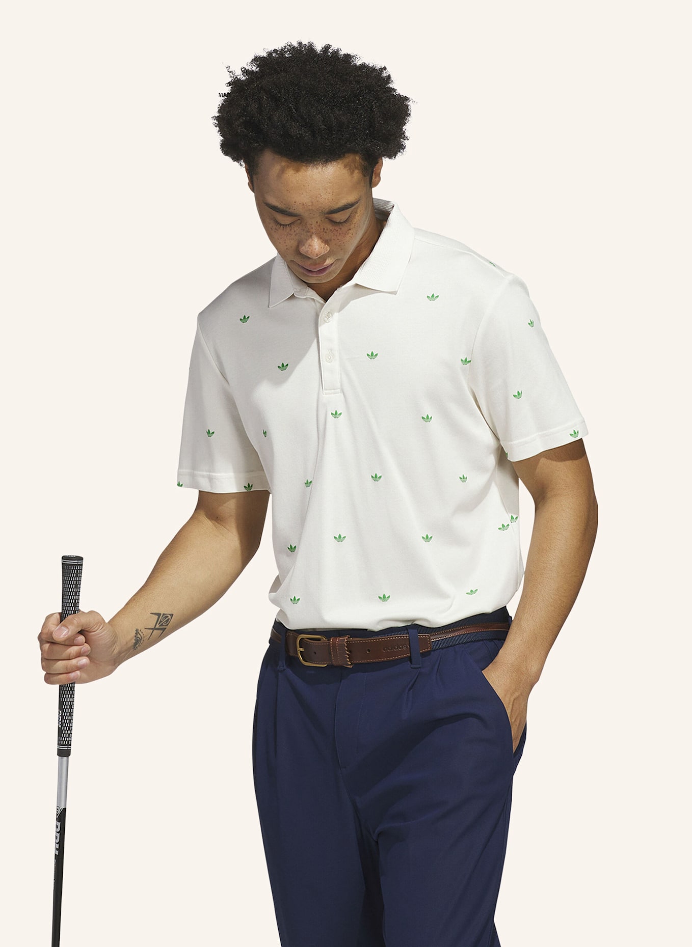 adidas ORIGINALS PRINTED TREFOIL POLOSHIRT: WEISS