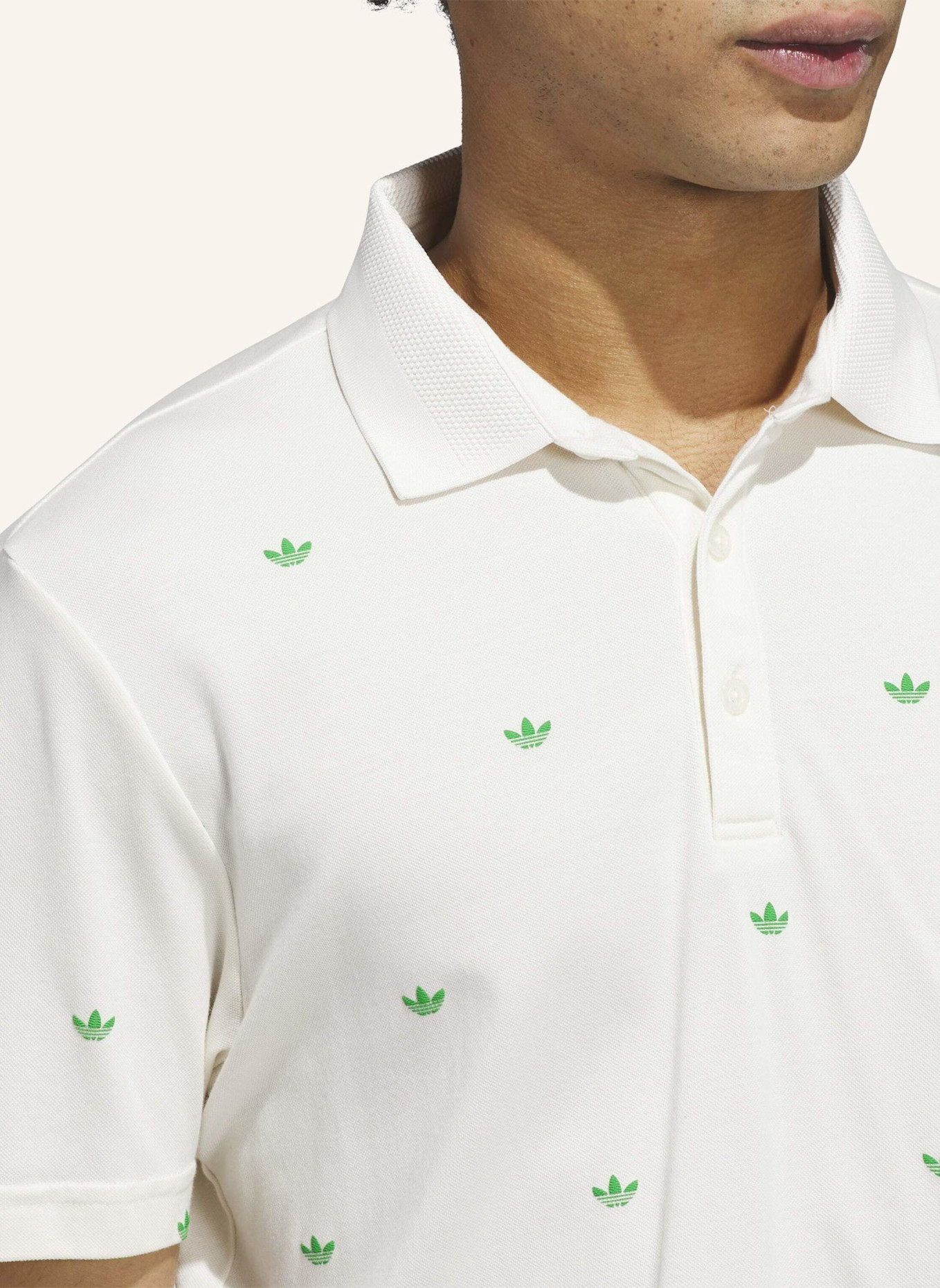 adidas ORIGINALS PRINTED TREFOIL POLOSHIRT: WEISS