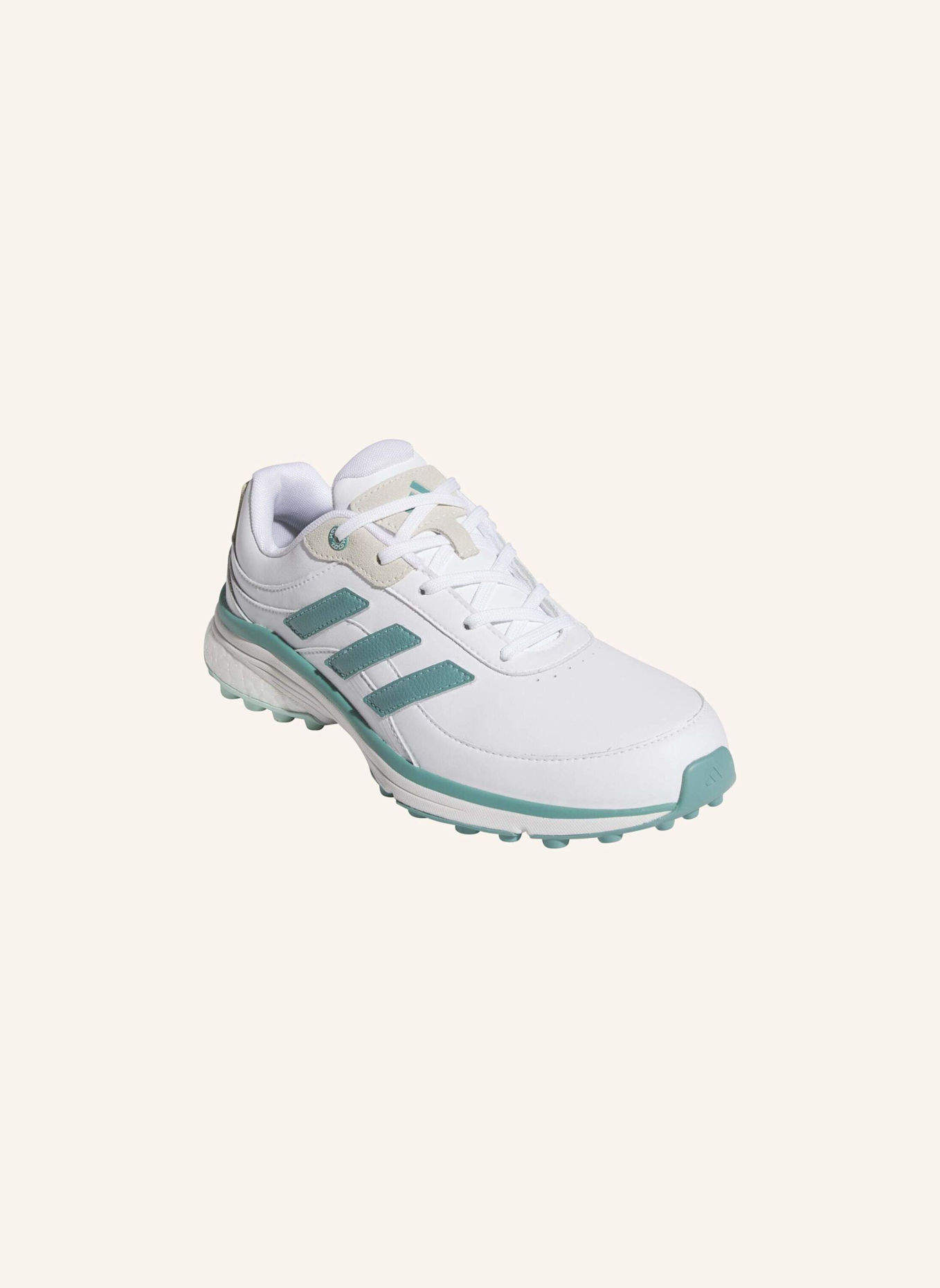 adidas ZOYSIA SPIKELESS GOLFSCHUH: WEISS/ TÜRKIS/ GRÜN