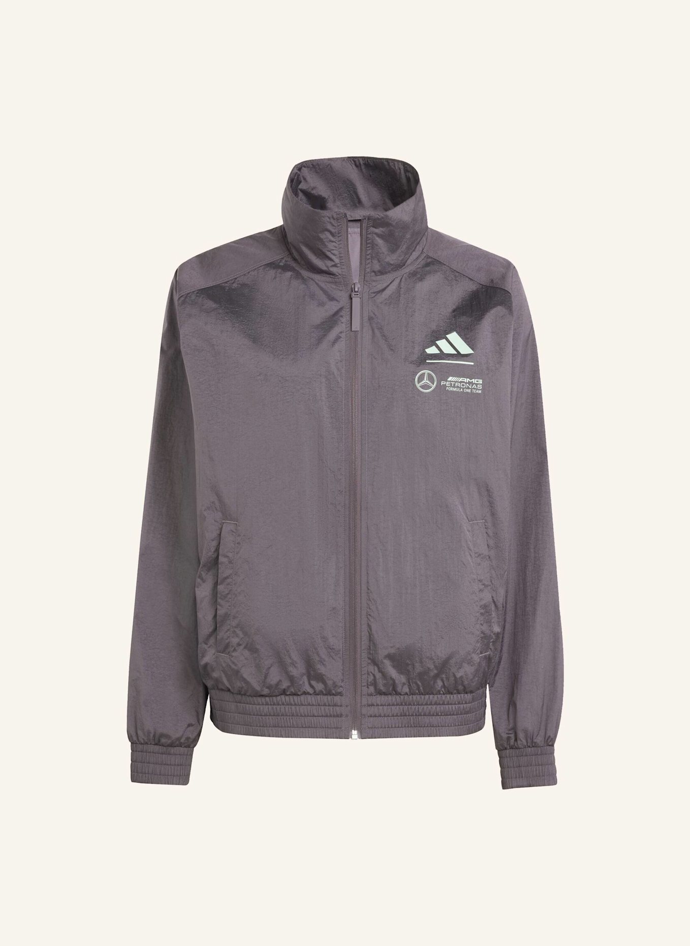adidas MERCEDES - AMG PETRONAS FORMULA ONE TEAM PREMIUM WOVEN ORIGINALS JACKE: GRAU/ GRÜN