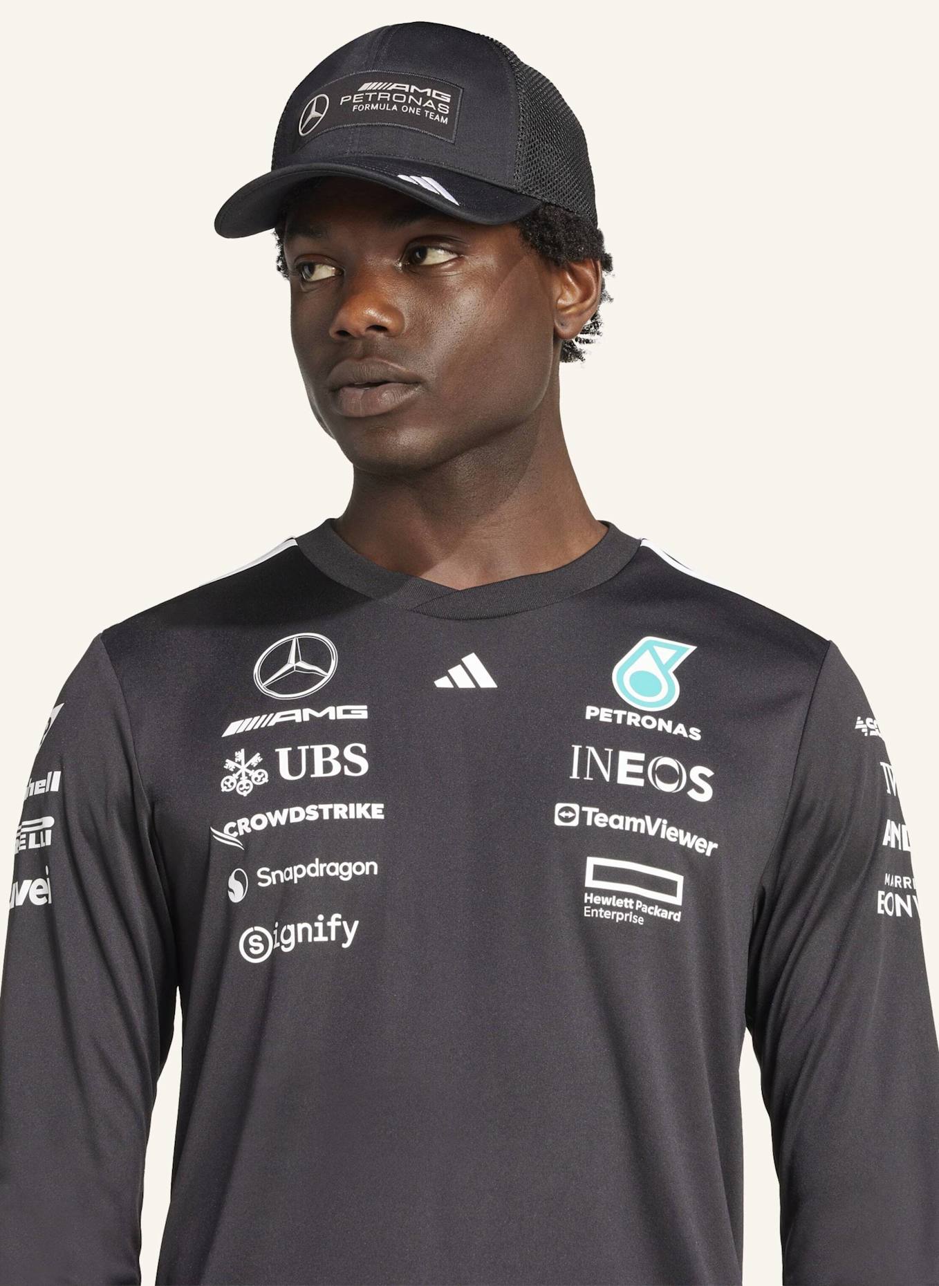 adidas MERCEDES - AMG PETRONAS FORMULA ONE TEAM DRIVER LONGSLEEVE: SCHWARZ/ WEISS