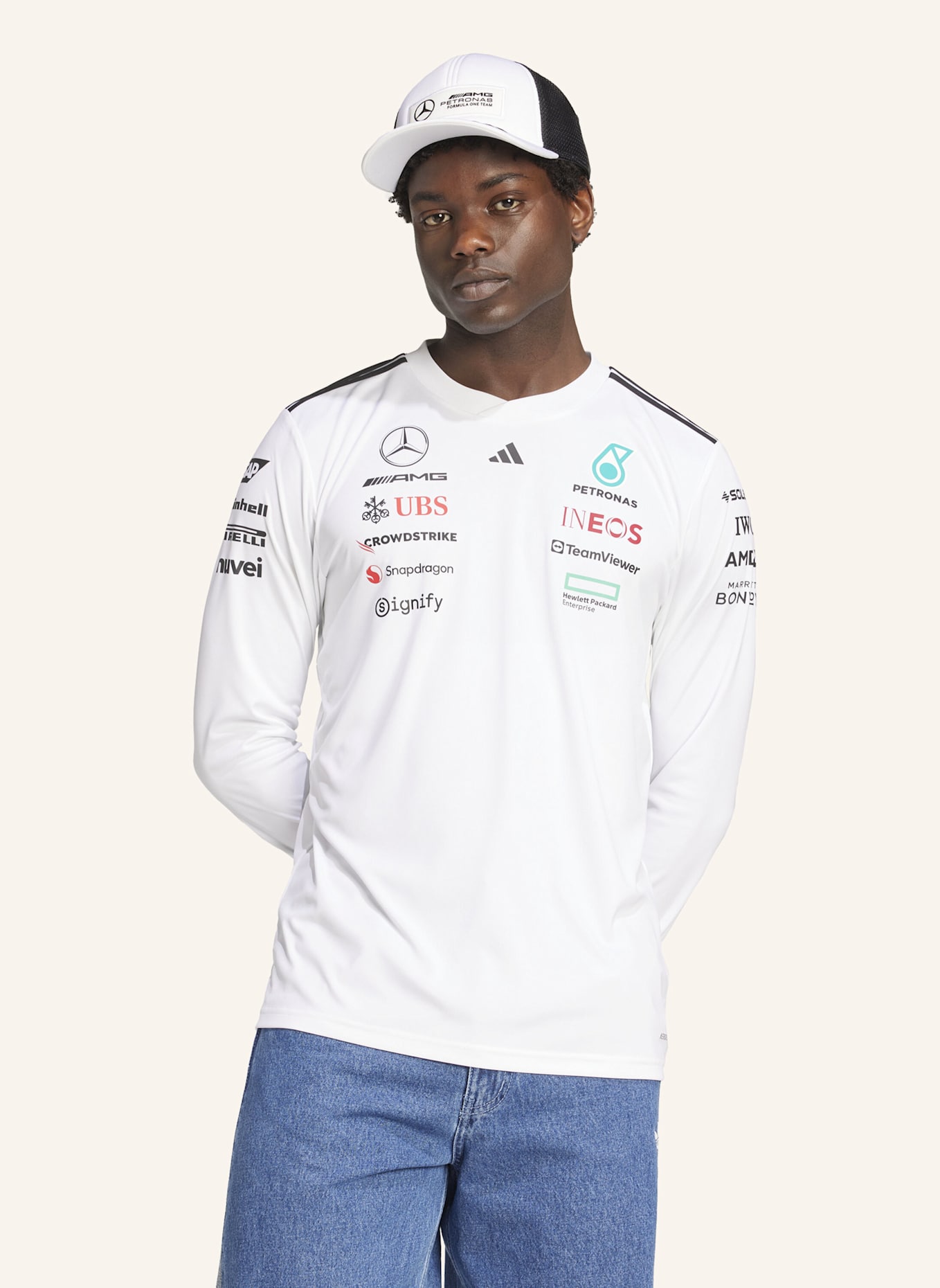 adidas MERCEDES - AMG PETRONAS FORMULA ONE TEAM DRIVER TRIKOT: WEISS/ SCHWARZ