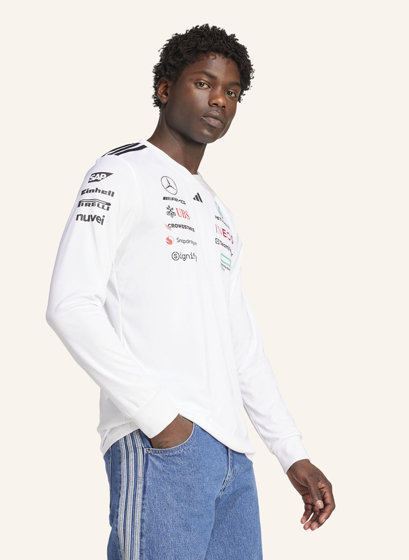 adidas MERCEDES - AMG PETRONAS FORMULA ONE TEAM DRIVER TRIKOT: WEISS/ SCHWARZ