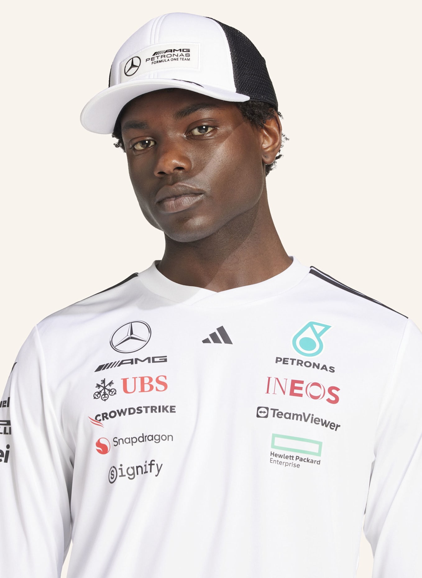 adidas MERCEDES - AMG PETRONAS FORMULA ONE TEAM DRIVER TRIKOT: WEISS/ SCHWARZ