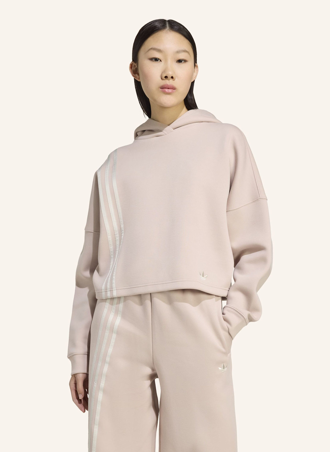 adidas Originals OFF PLACED 3-STREIFEN HOODIE: BEIGE