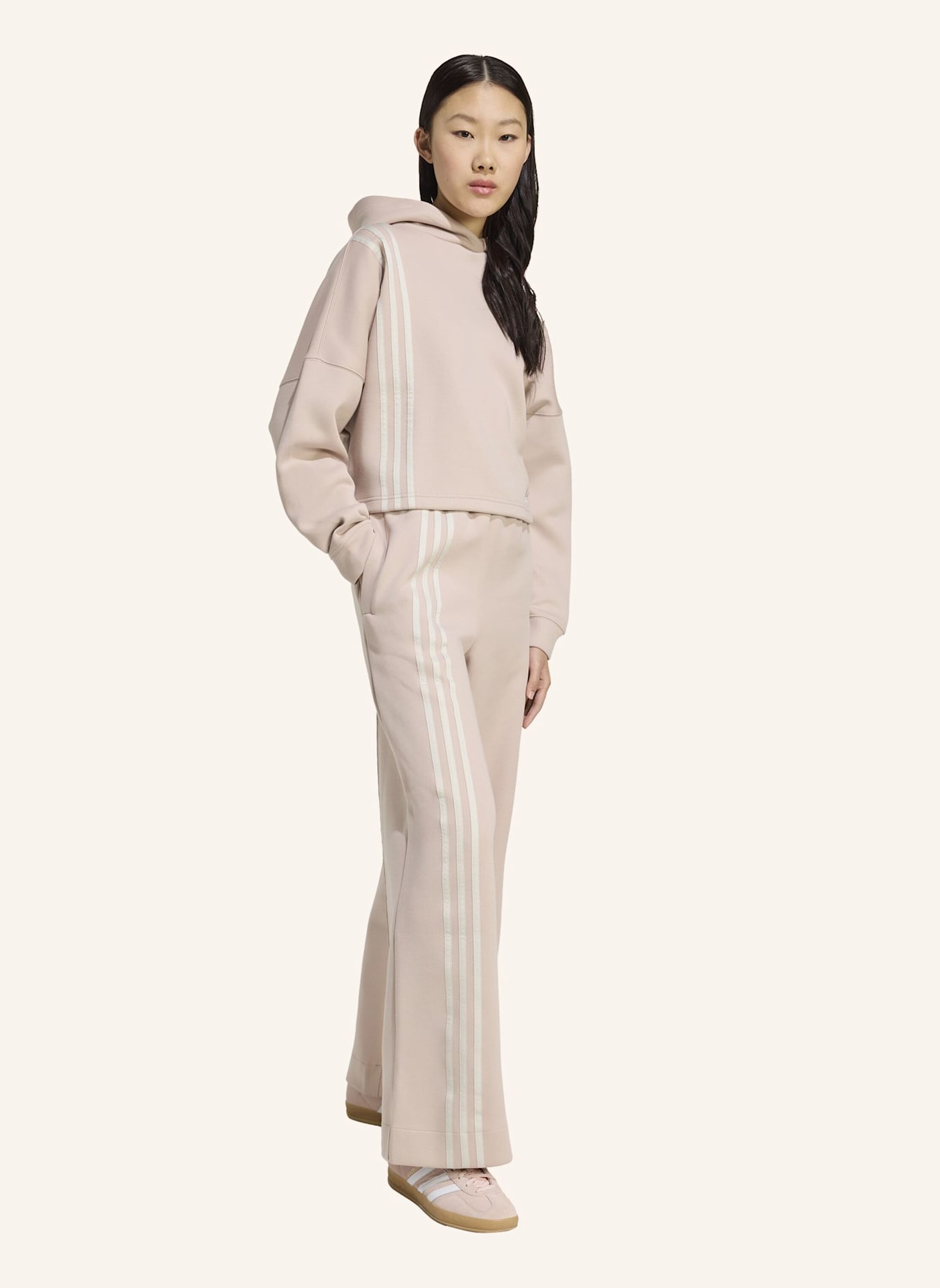 adidas Originals OFF PLACED 3-STREIFEN HOODIE: BEIGE