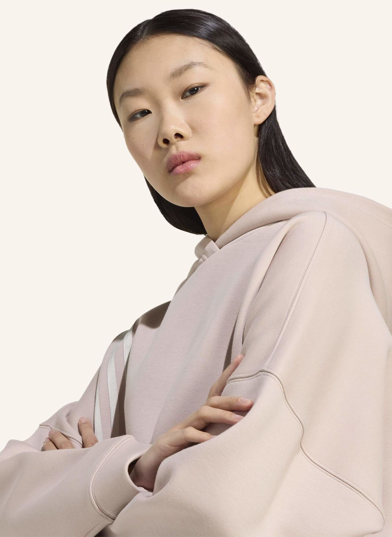 adidas Originals OFF PLACED 3-STREIFEN HOODIE: BEIGE