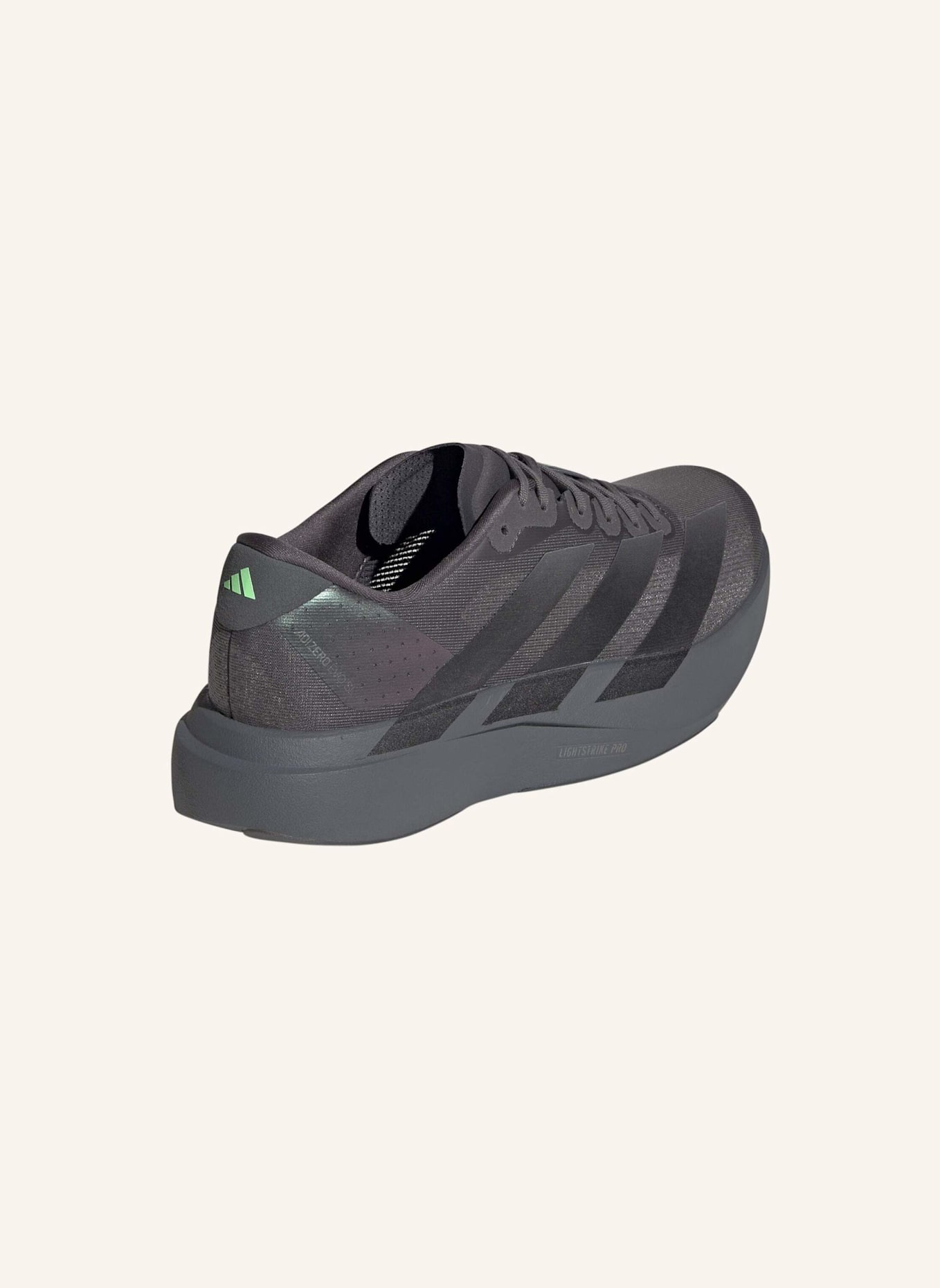 adidas ADIZERO EVO SL SCHUH: GRAU/ SCHWARZ/ NEONGRÜN