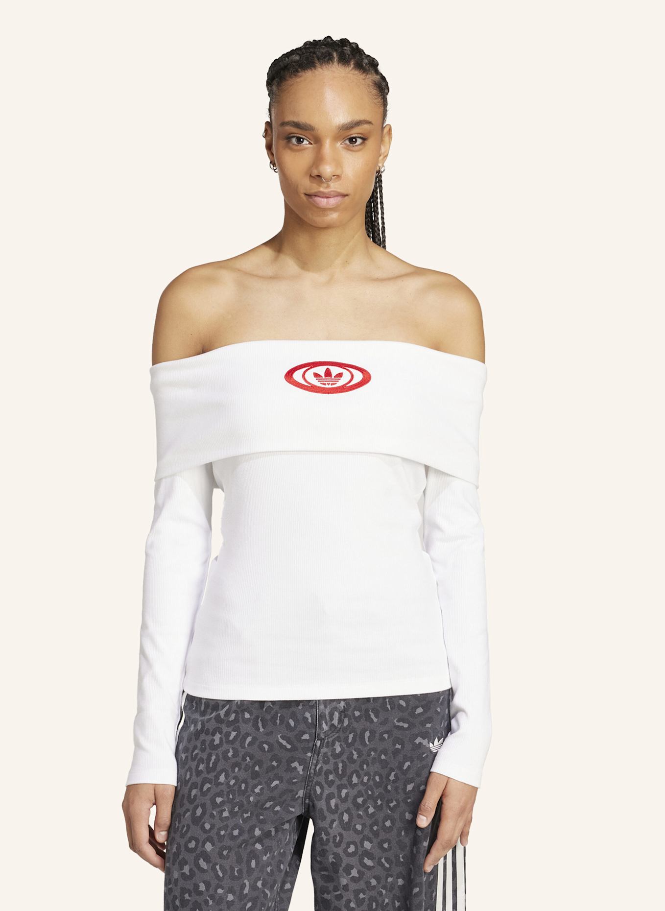 adidas Originals Off-Shoulder-Longsleeve: WEISS