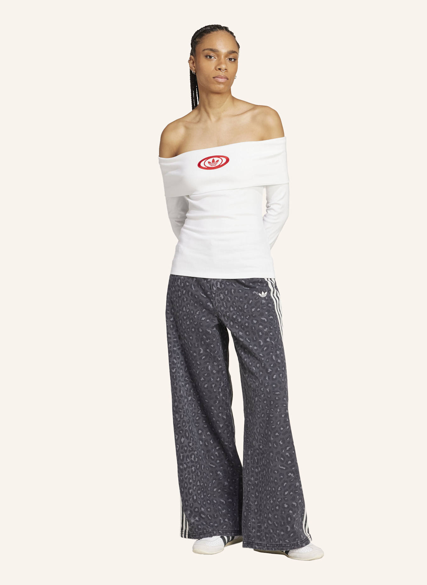 adidas Originals Off-Shoulder-Longsleeve: WEISS