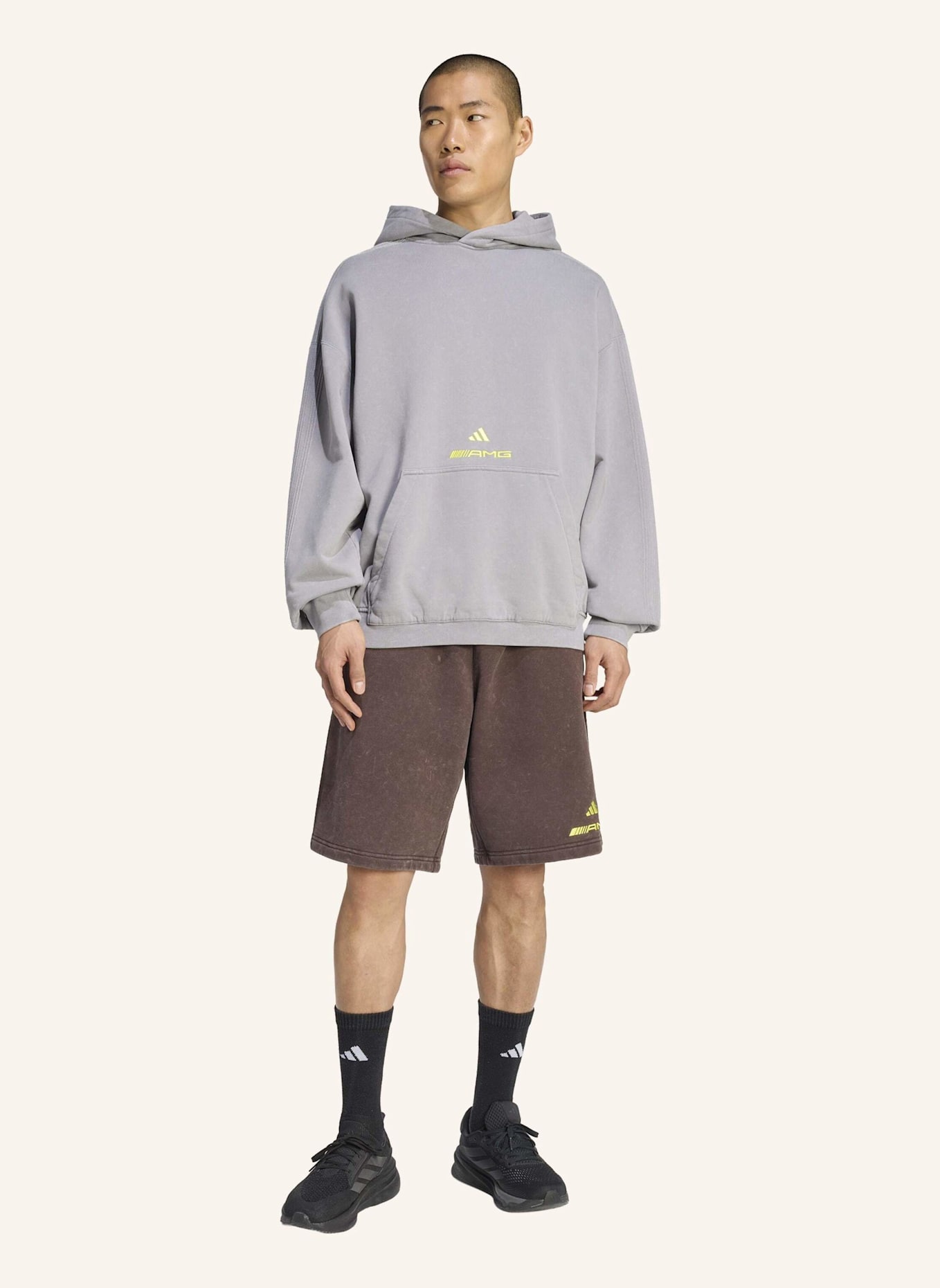 adidas AMG WASHED HOODIE: GRAU