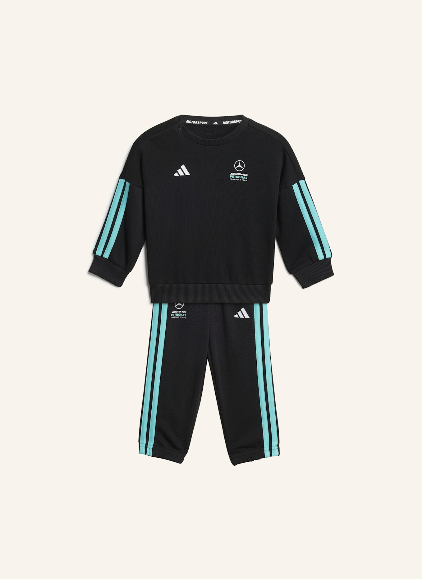 adidas MERCEDES-AMG PETRONAS FORMULA 1 TEAM DNA KIDS JOGGINGANZUG, LANGÄRMLIG: SCHWARZ