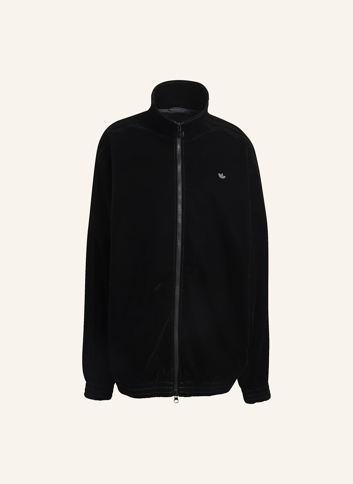 adidas Originals BRUSHED TWILL OVERSIZED FIREBIRD TRACK TOP: SCHWARZ
