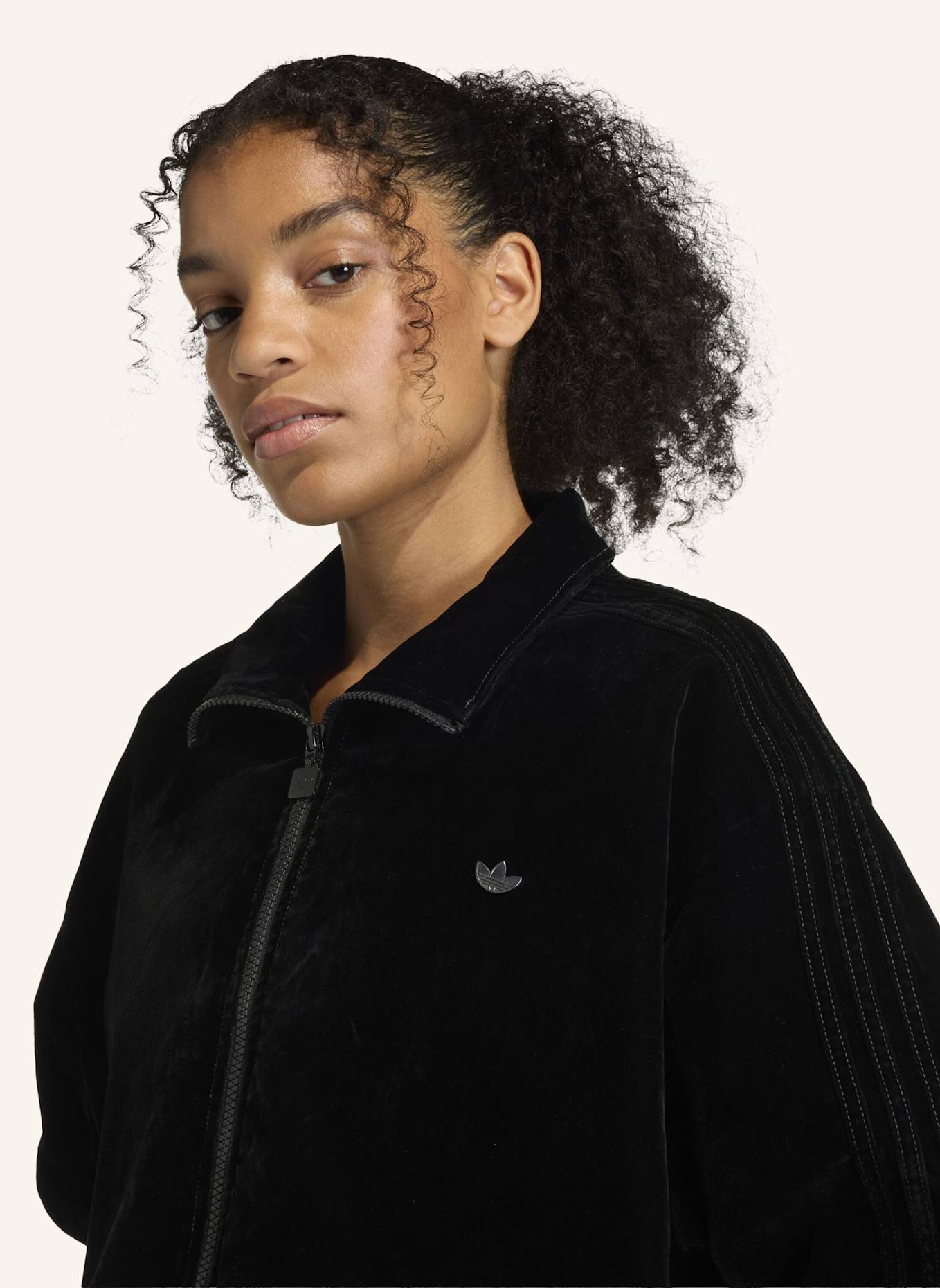 adidas Originals BRUSHED TWILL OVERSIZED FIREBIRD TRACK TOP: SCHWARZ