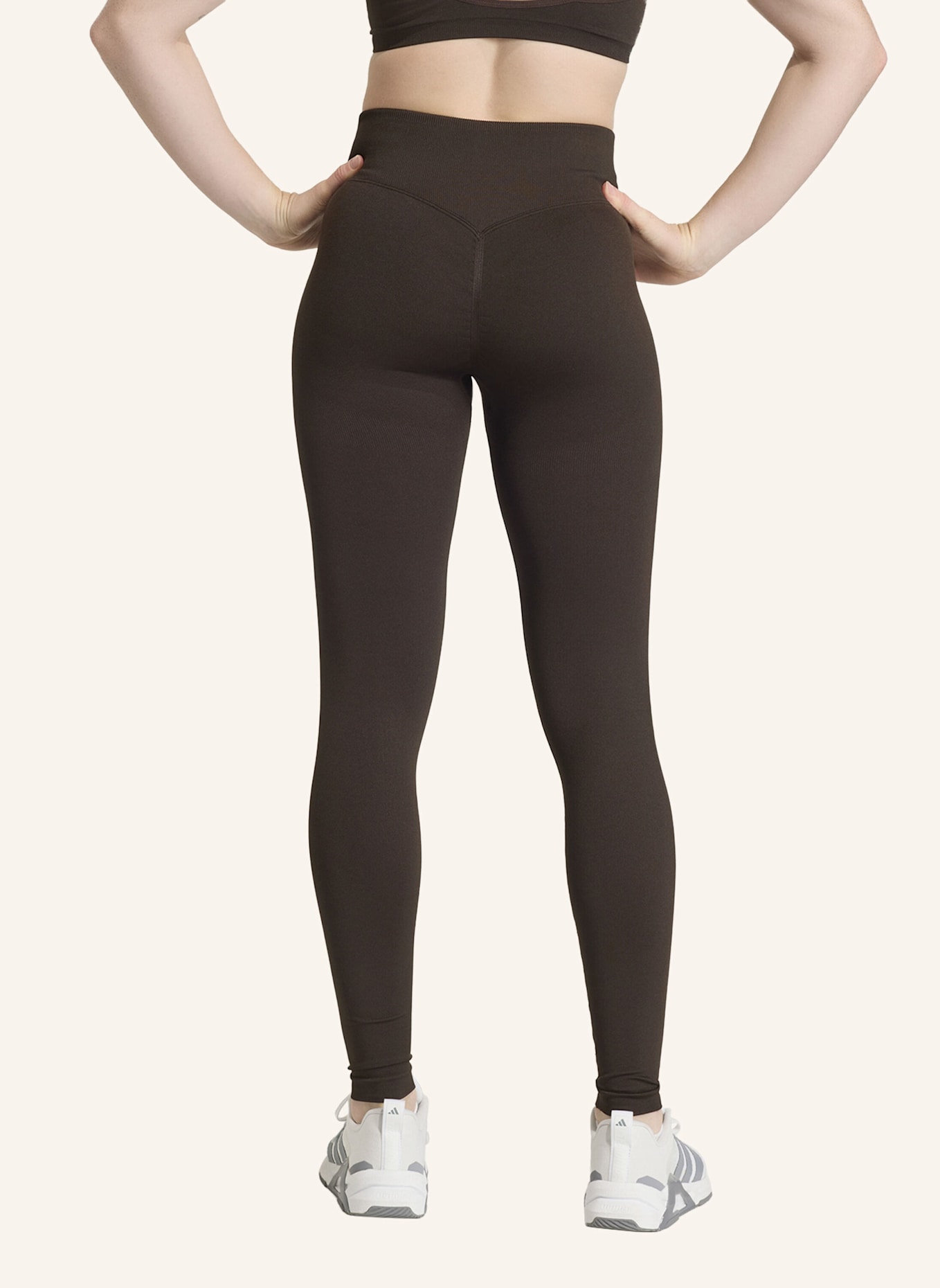 adidas WORKOUT ESSENTIALS KNIT SCRUNCH 7/8 LEGGINGS: BRAUN