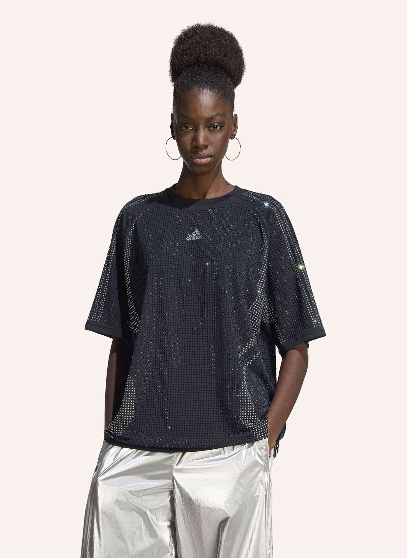 adidas Originals TEAMGEIST RHINESTONE T-SHIRT: SCHWARZ