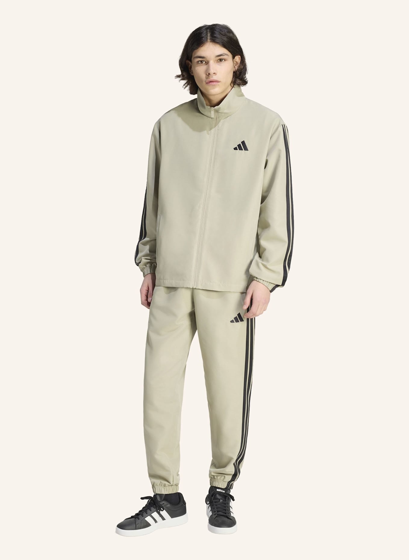 adidas 3-STREIFEN WOVEN TRAININGSANZUG: BRAUN