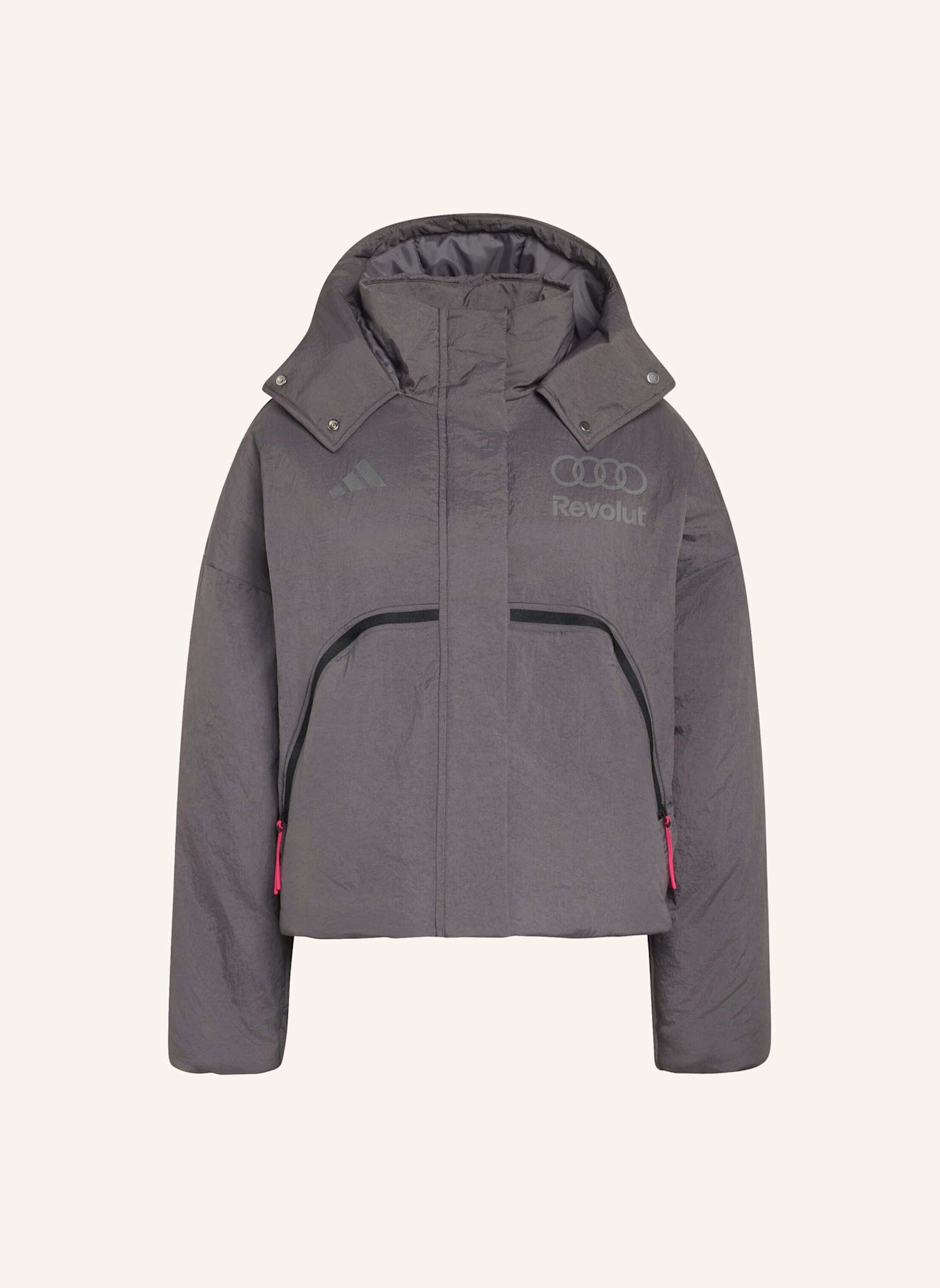 adidas AUDI REVOLUT F1 TEAM ENGINEERS & MARKETING PUFFER JACKE: GRAU