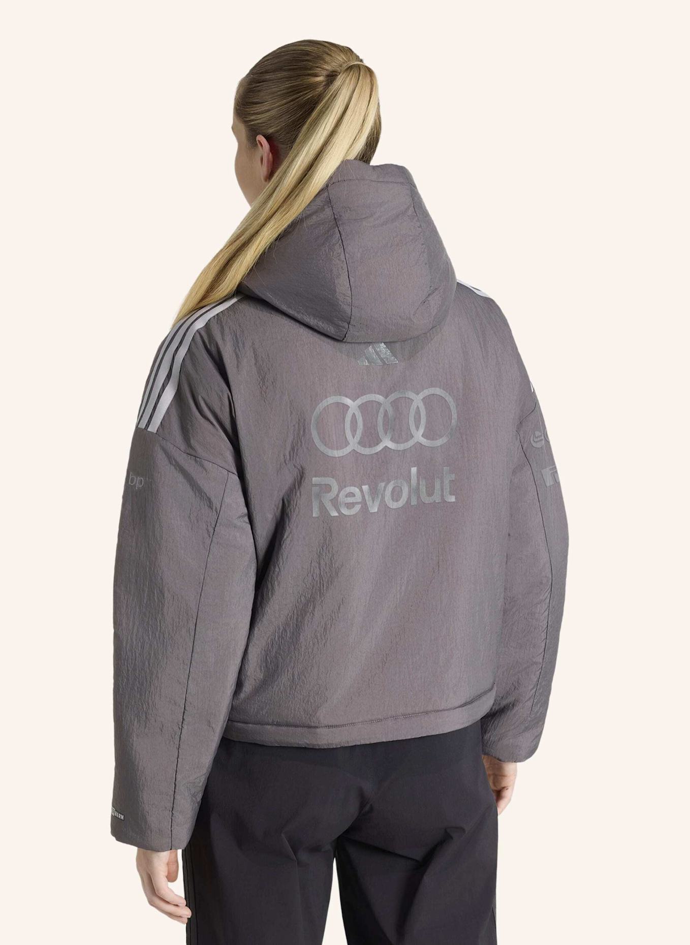 adidas AUDI REVOLUT F1 TEAM ENGINEERS & MARKETING PUFFER JACKE: GRAU