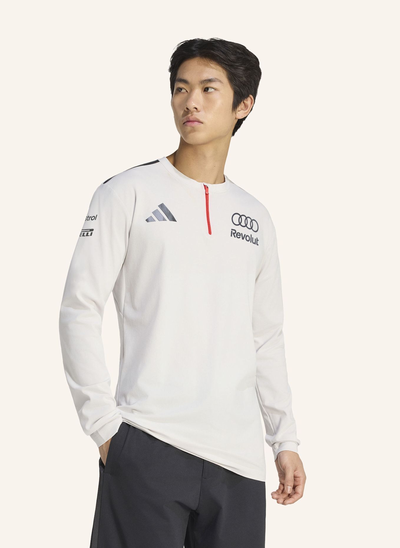 adidas AUDI REVOLUT F1 TEAM ENGINEERS & MARKETING POLOSHIRT, LANGÄRMELIG: GRAU