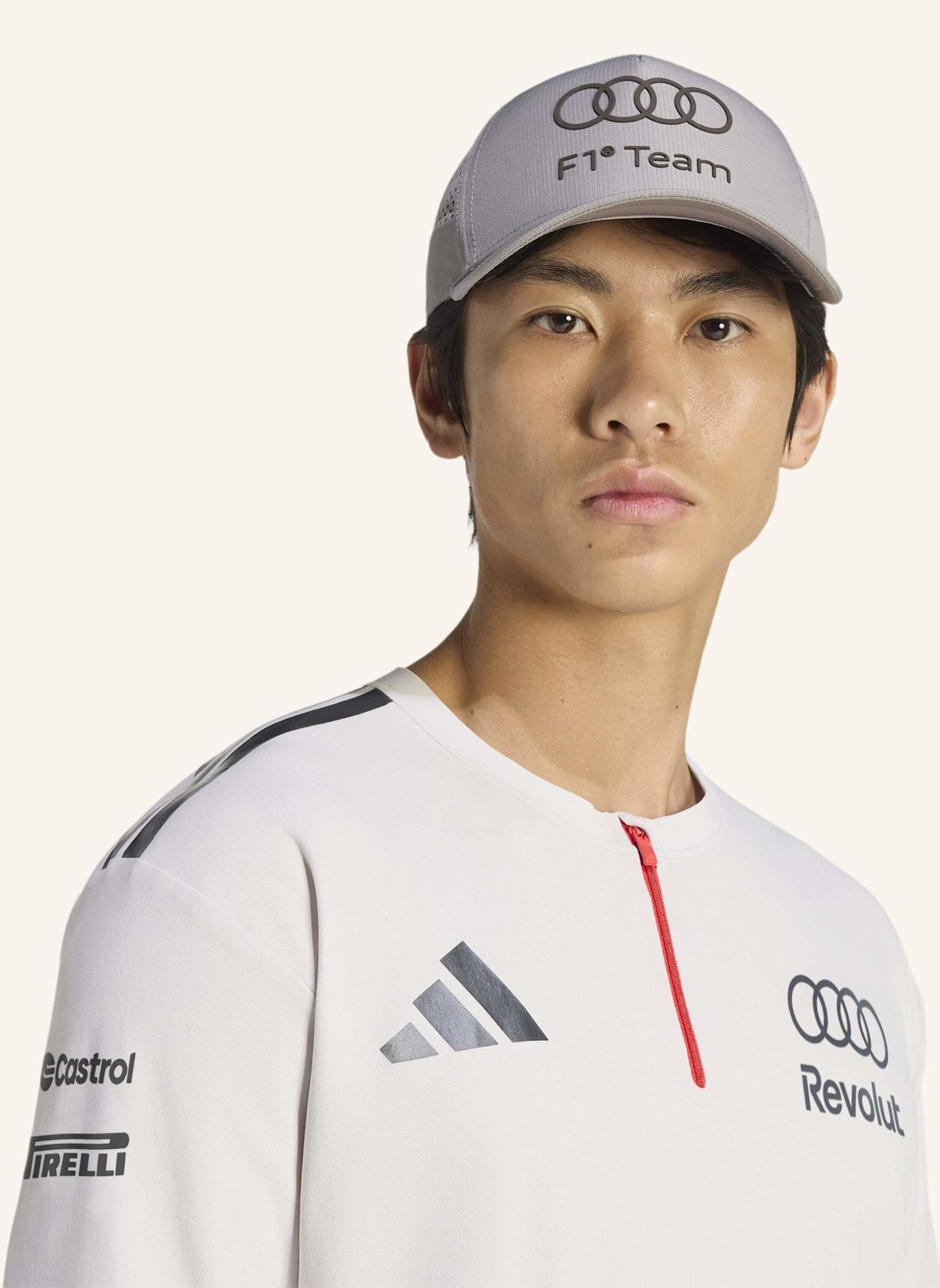adidas AUDI REVOLUT F1 TEAM ENGINEERS & MARKETING POLOSHIRT, LANGÄRMELIG: GRAU