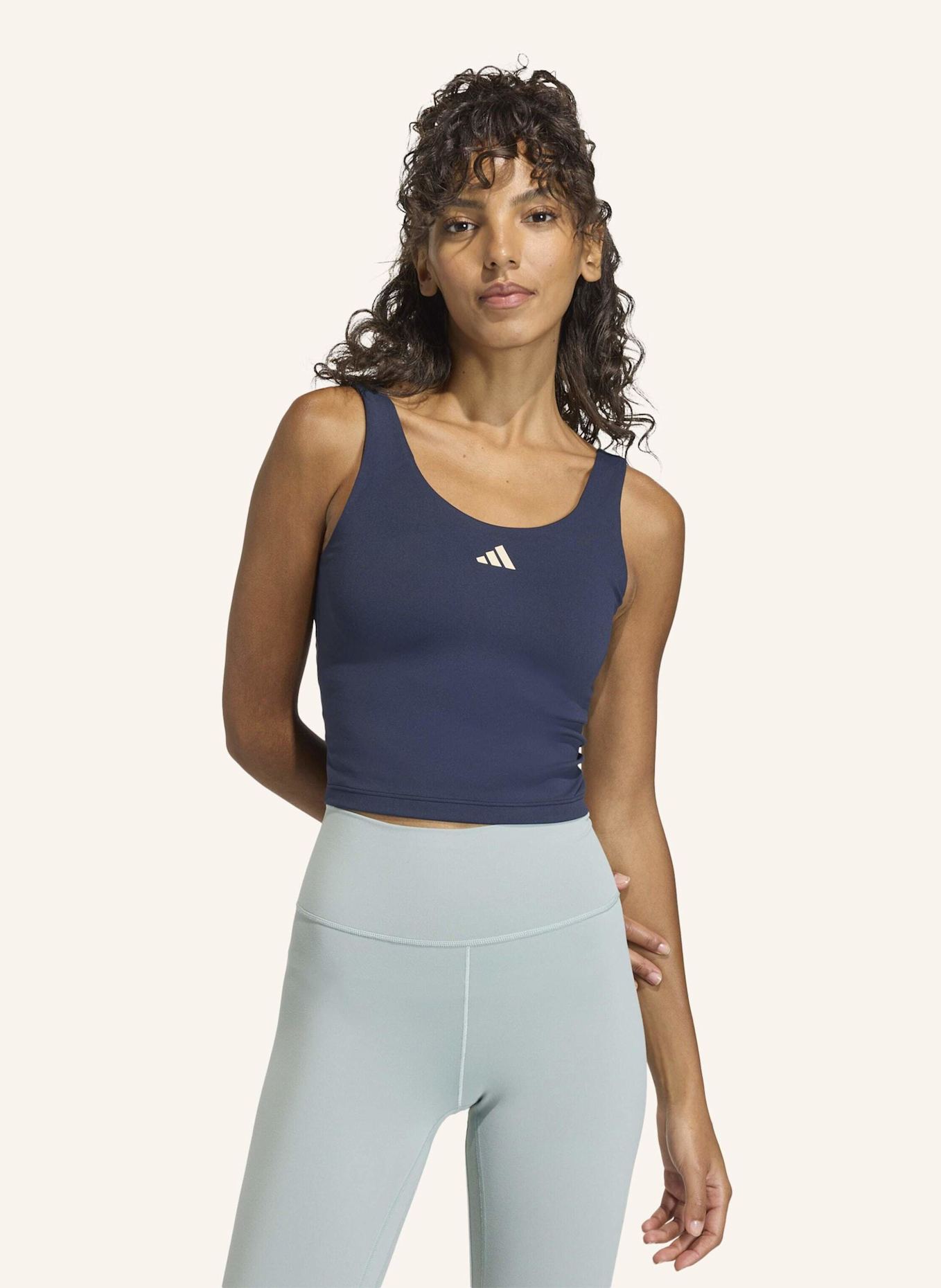 adidas 3-STREIFEN STUDIO ALL ME TANKTOP, LEICHT STÜTZEND: BLAU