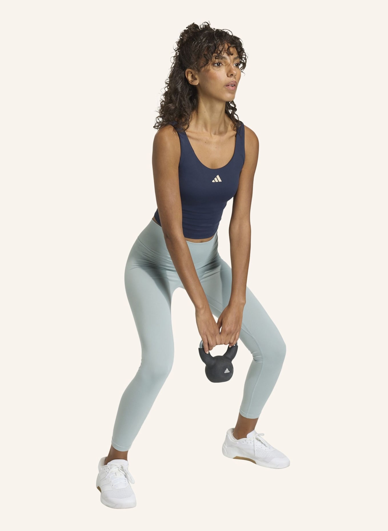 adidas 3-STREIFEN STUDIO ALL ME TANKTOP, LEICHT STÜTZEND: BLAU