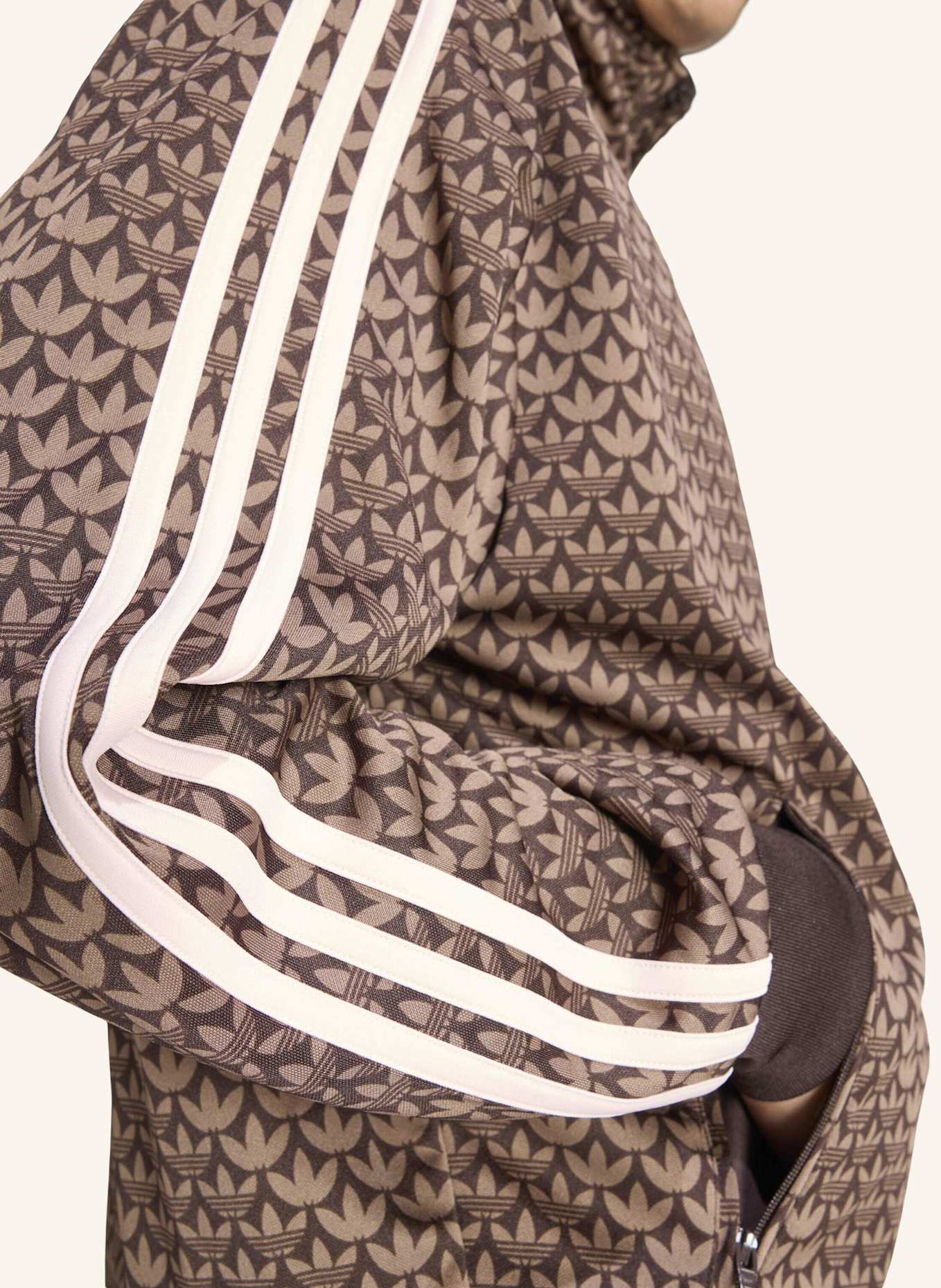 adidas Originals FIREBIRD LOOSE MONOGRAM TRAININGSJACKE: BRAUN/ PINK