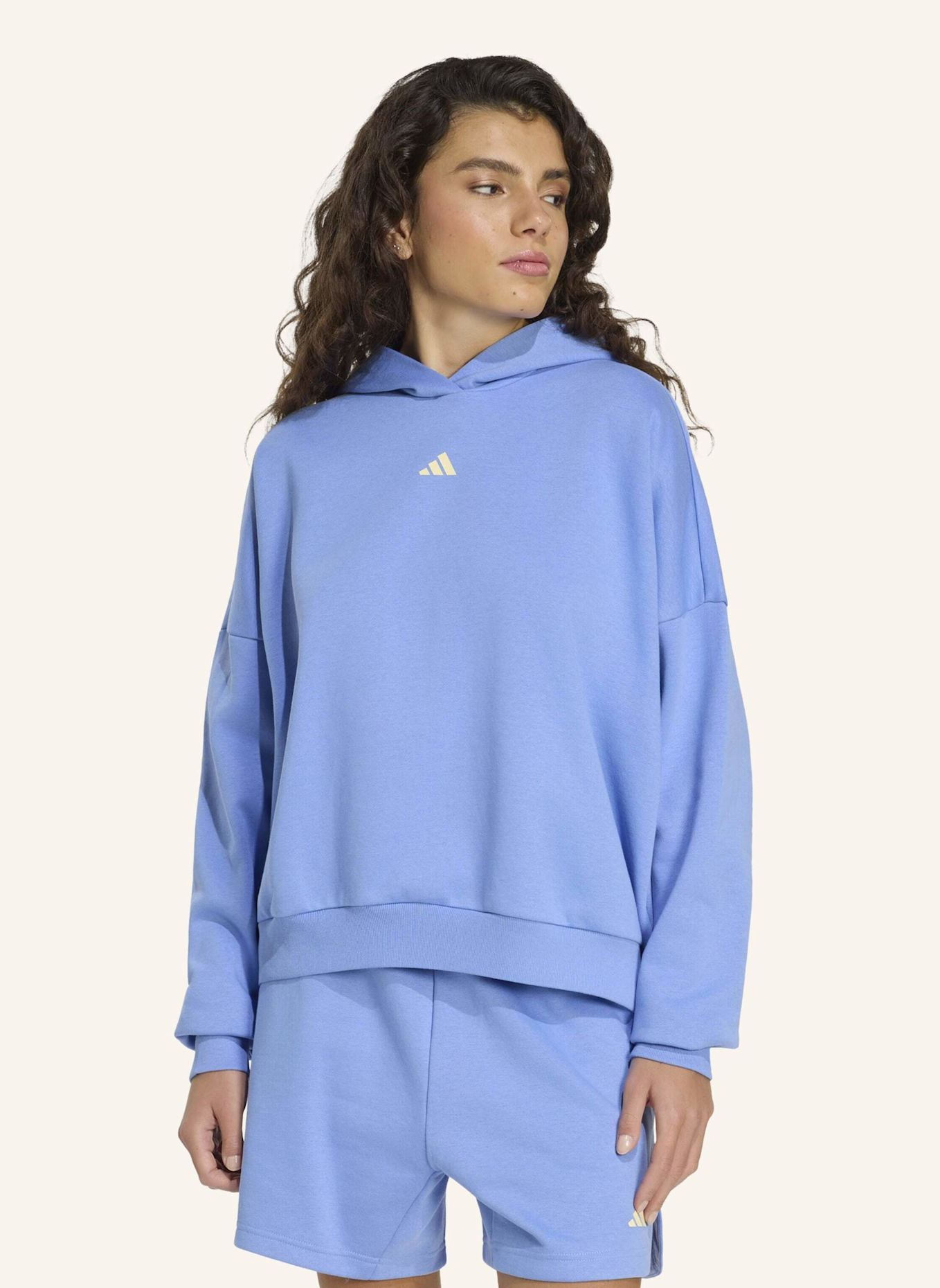 adidas 3-STREIFEN STUDIO HOODIE: BLAU
