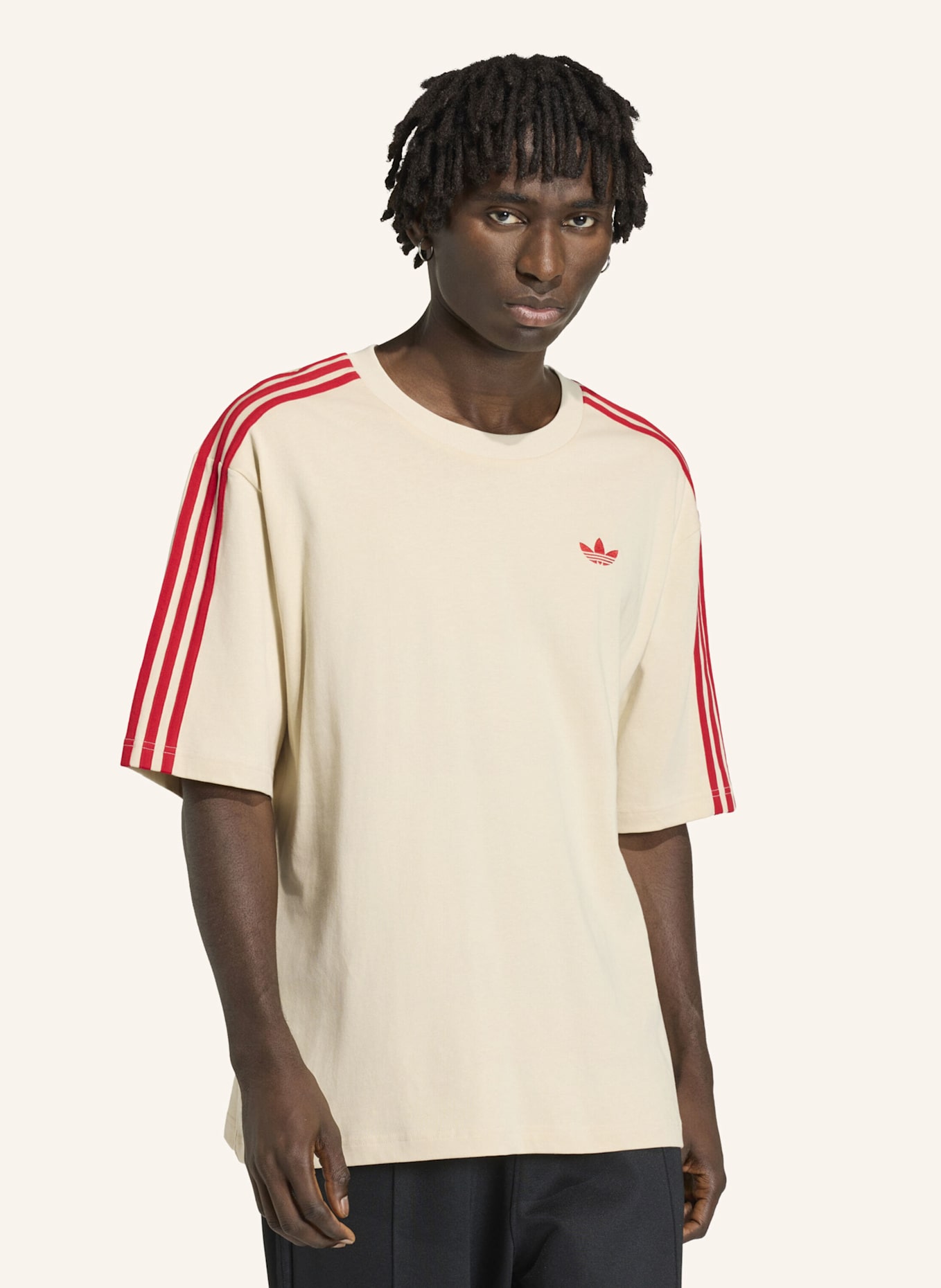 adidas Originals Oversized-Shirt 3-STREIFEN: GRÜN/ ROT