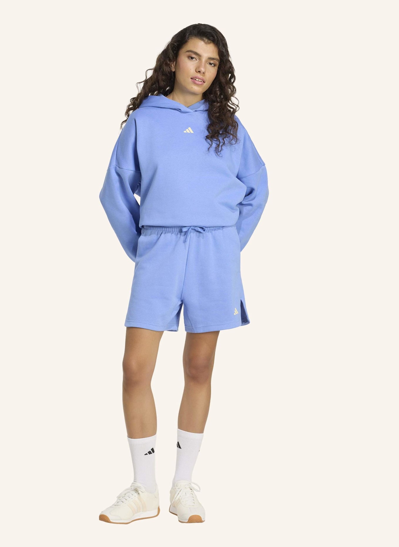 adidas 3-STREIFEN STUDIO HOODIE: BLAU