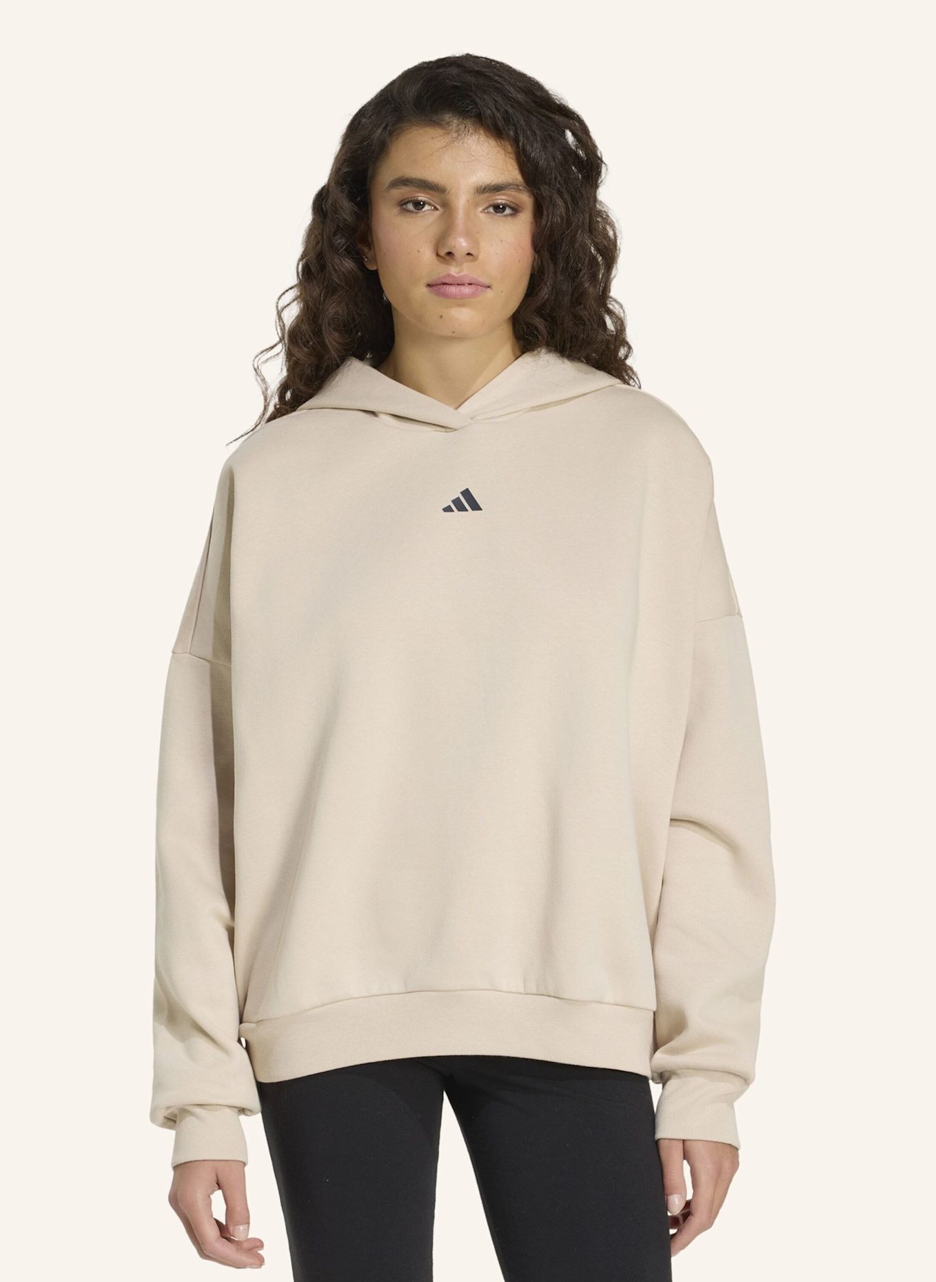 adidas 3-STREIFEN STUDIO HOODIE: BEIGE