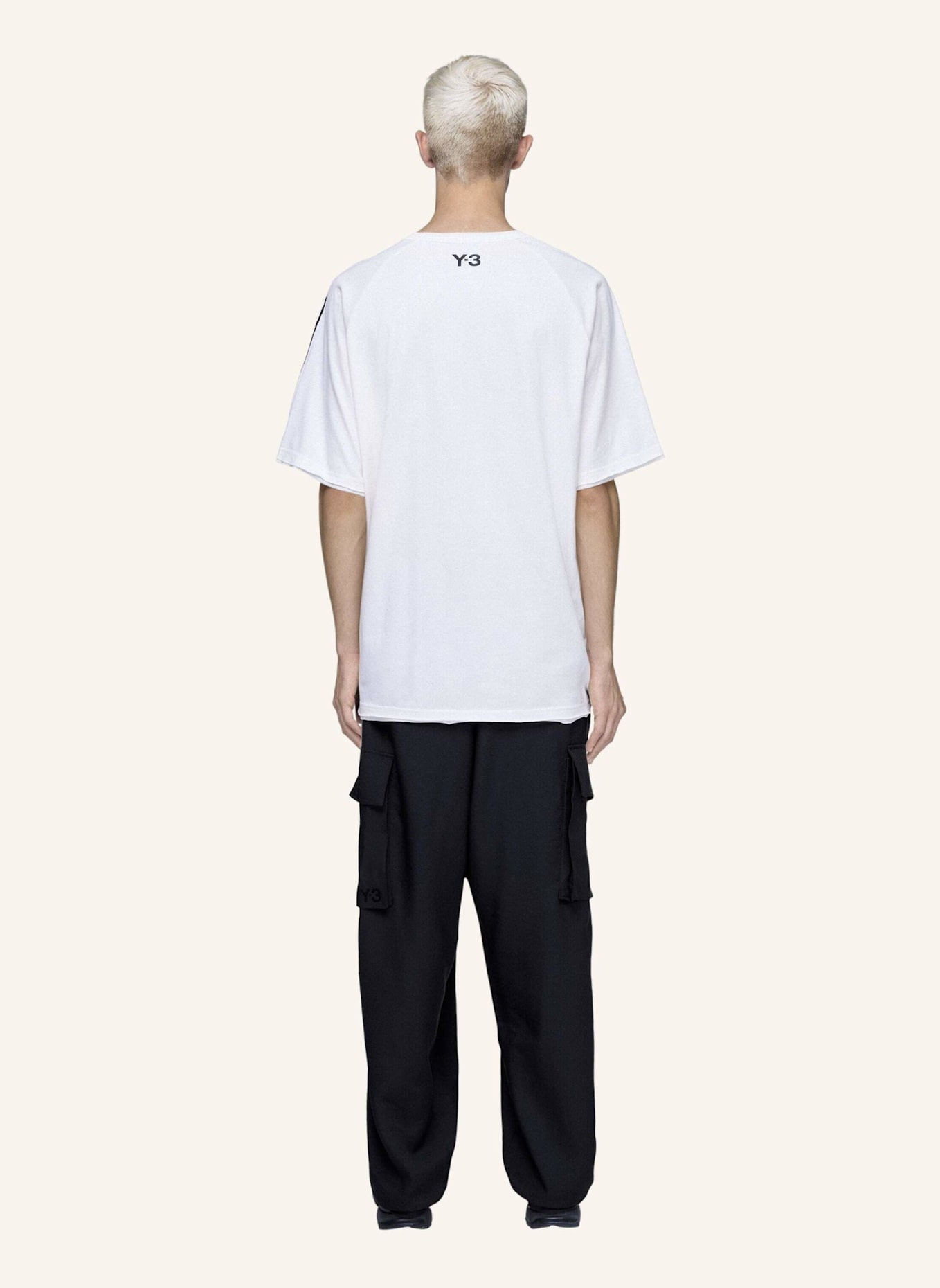 Y-3 Y-3 RAW EDGE 3-STREIFEN T-SHIRT: WEISS