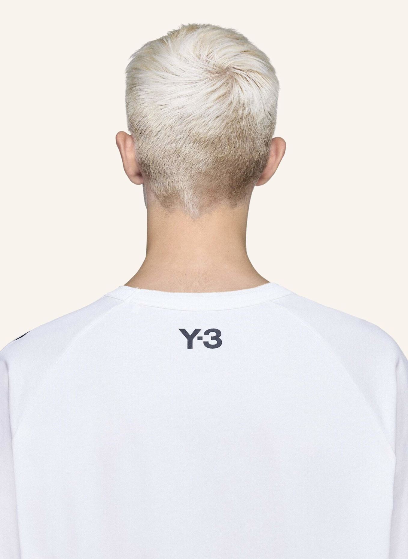 Y-3 Y-3 RAW EDGE 3-STREIFEN T-SHIRT: WEISS