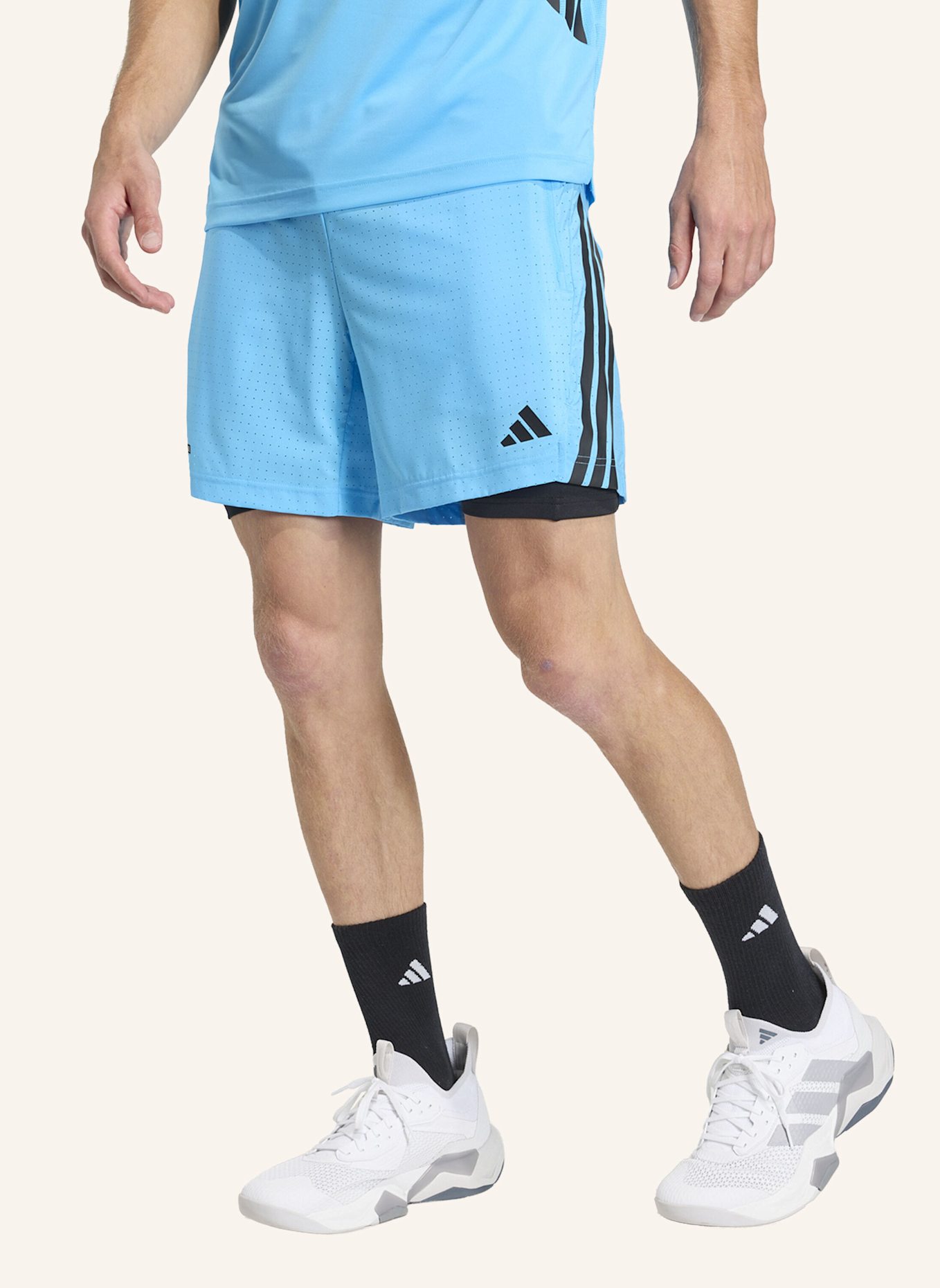 adidas TECH ESSENTIALS WORKOUT 2IN1 SHORTS: BLAU