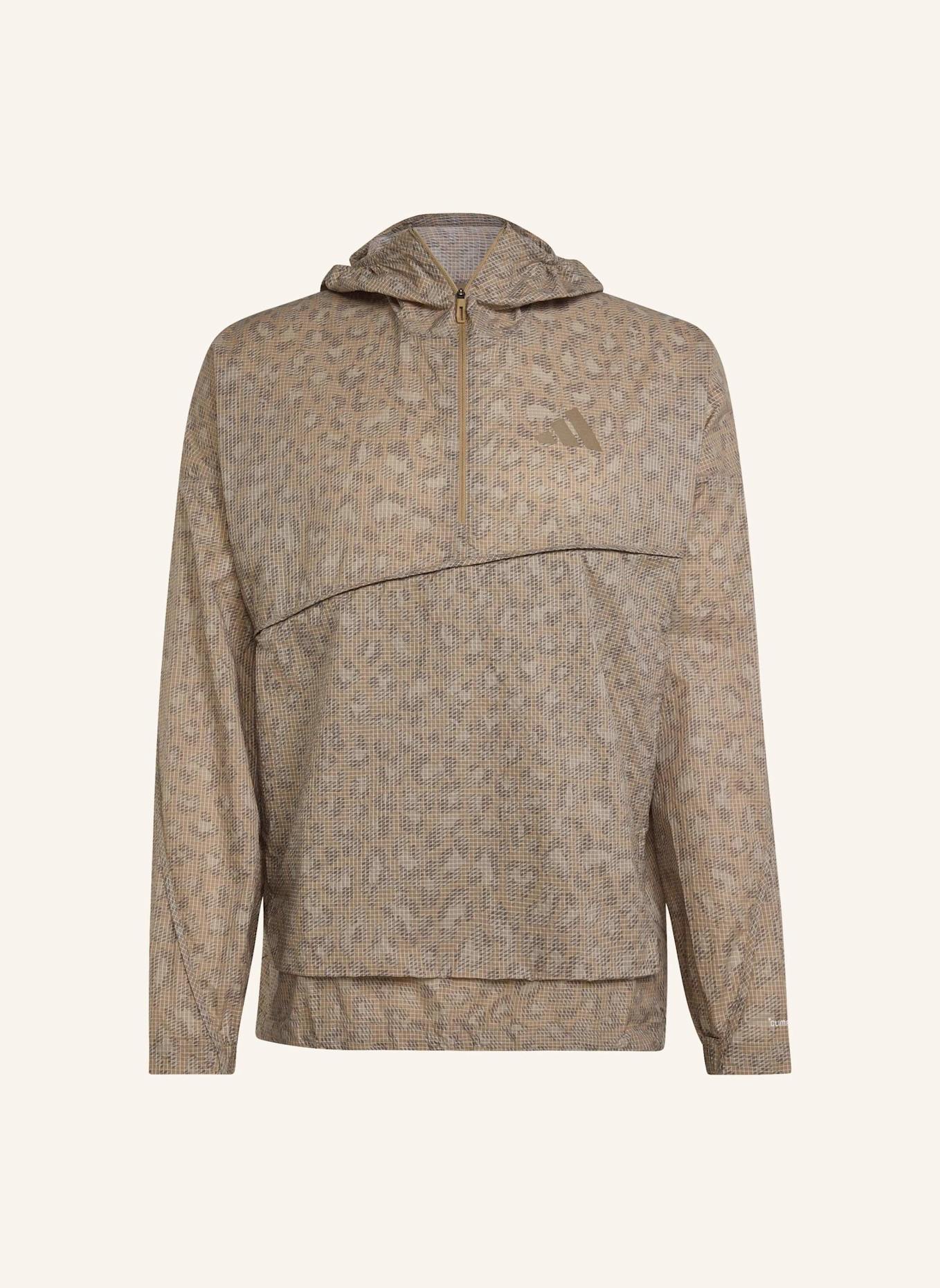 adidas TERREX TERREX XPLORIC CLIMA365 PRINTED WIND ANORAK: BEIGE/ BRAUN