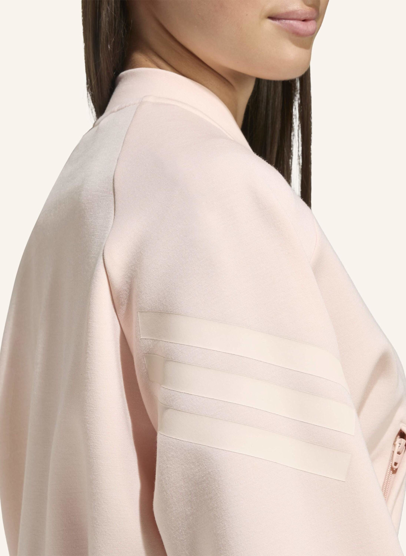 adidas FUTURE ICONS 3-STREIFEN TRAININGSJACKE, DURCHGEHENDER REISSVERSCHLUSS: PINK