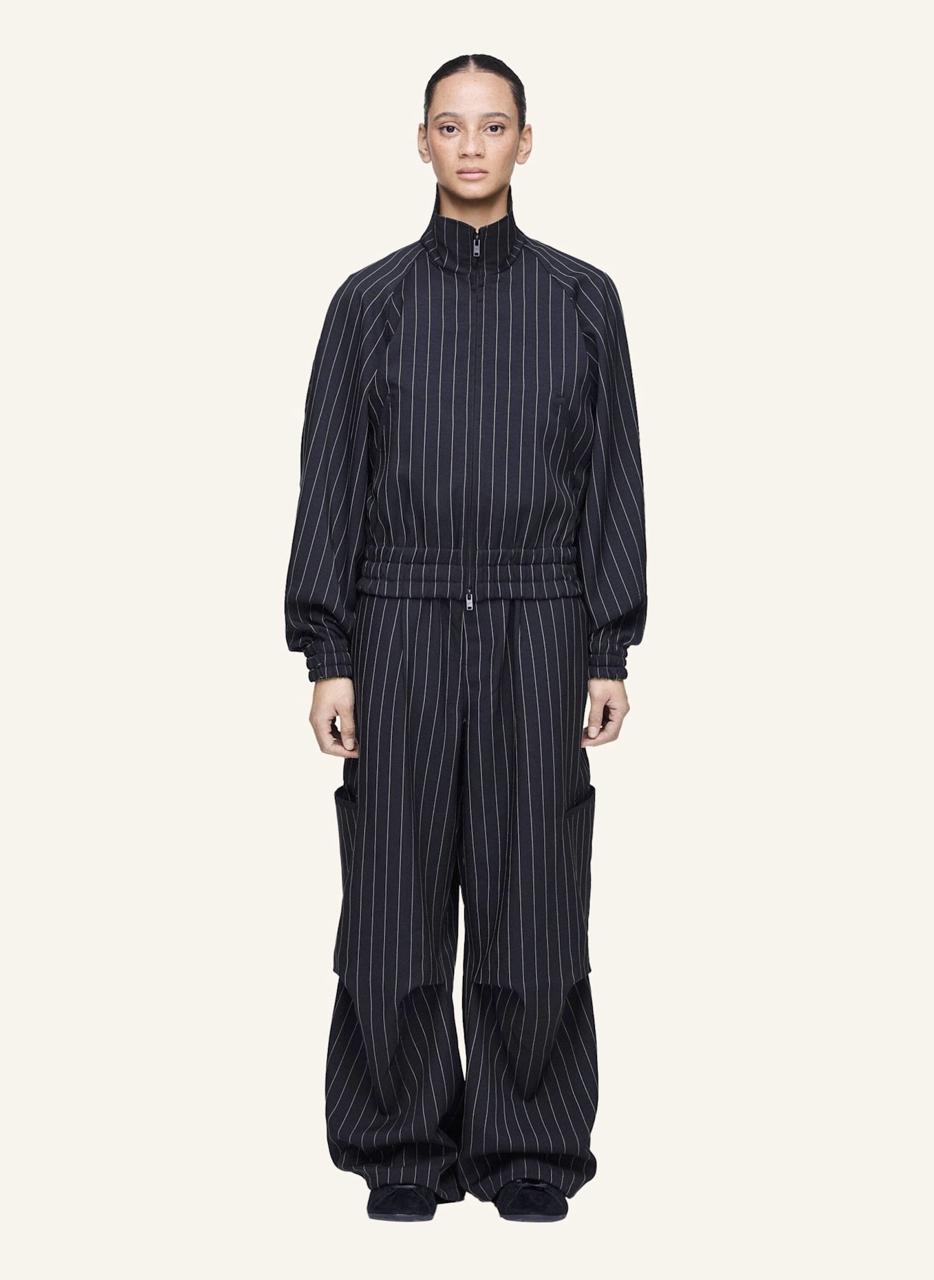 Y-3 Y-3 PINSTRIPE UT STRAIGHT LEG HOSE: SCHWARZ