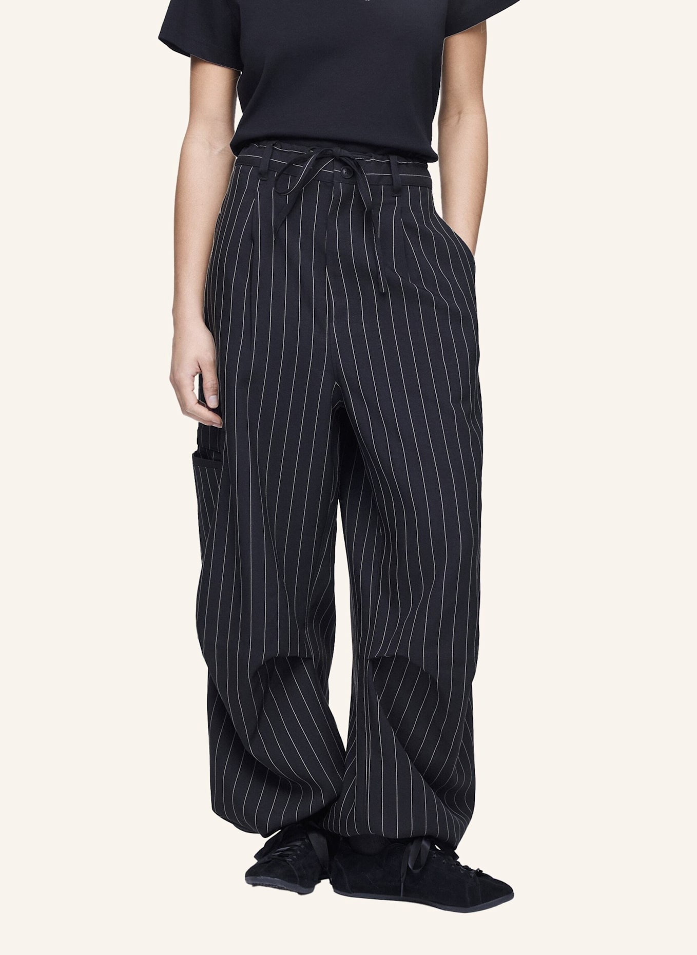 Y-3 Y-3 PINSTRIPE UT STRAIGHT LEG HOSE: SCHWARZ