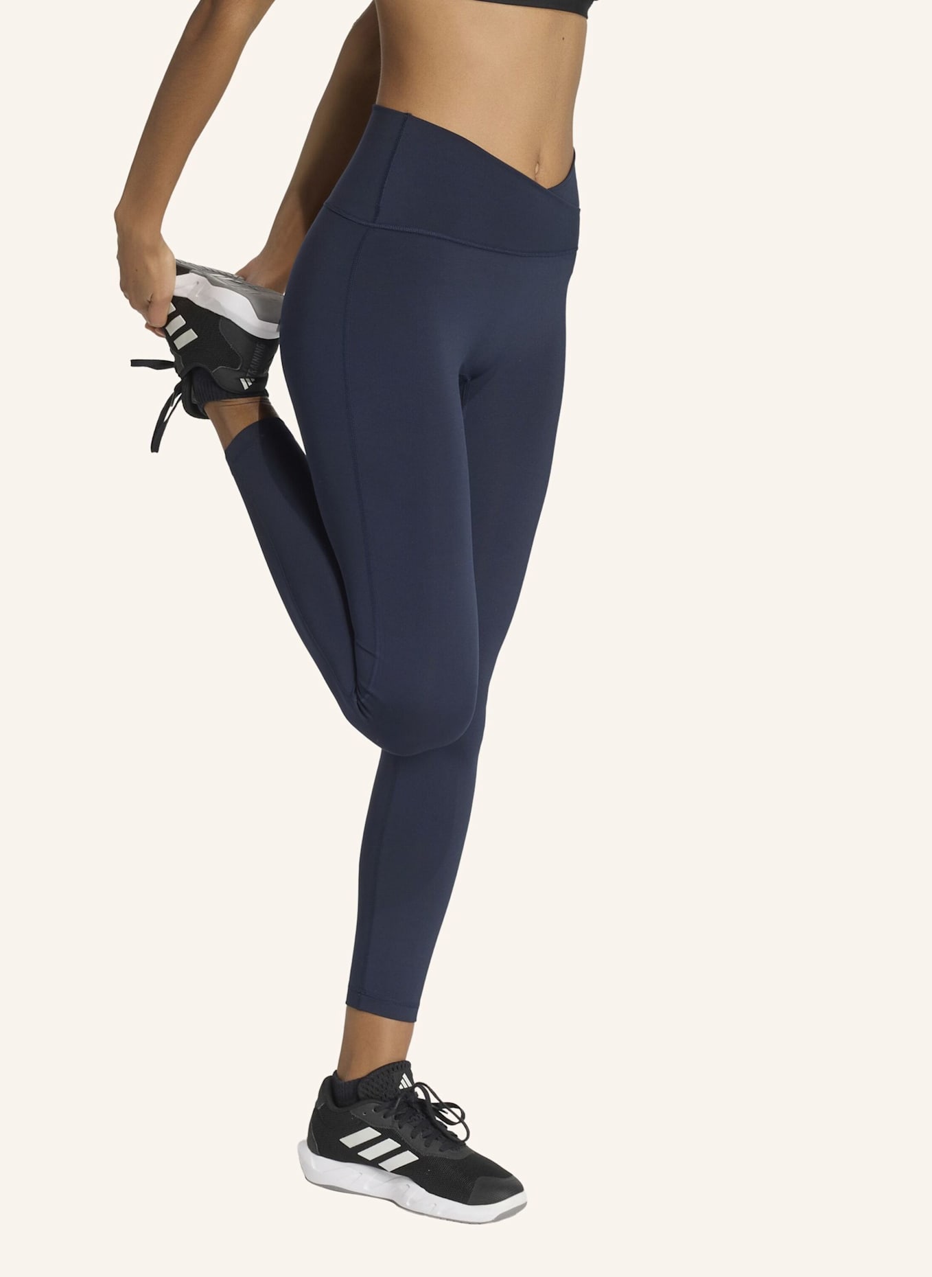 adidas 3-STREIFEN STUDIO ALL ME 7/8 X-OVER LEGGINGS: BLAU