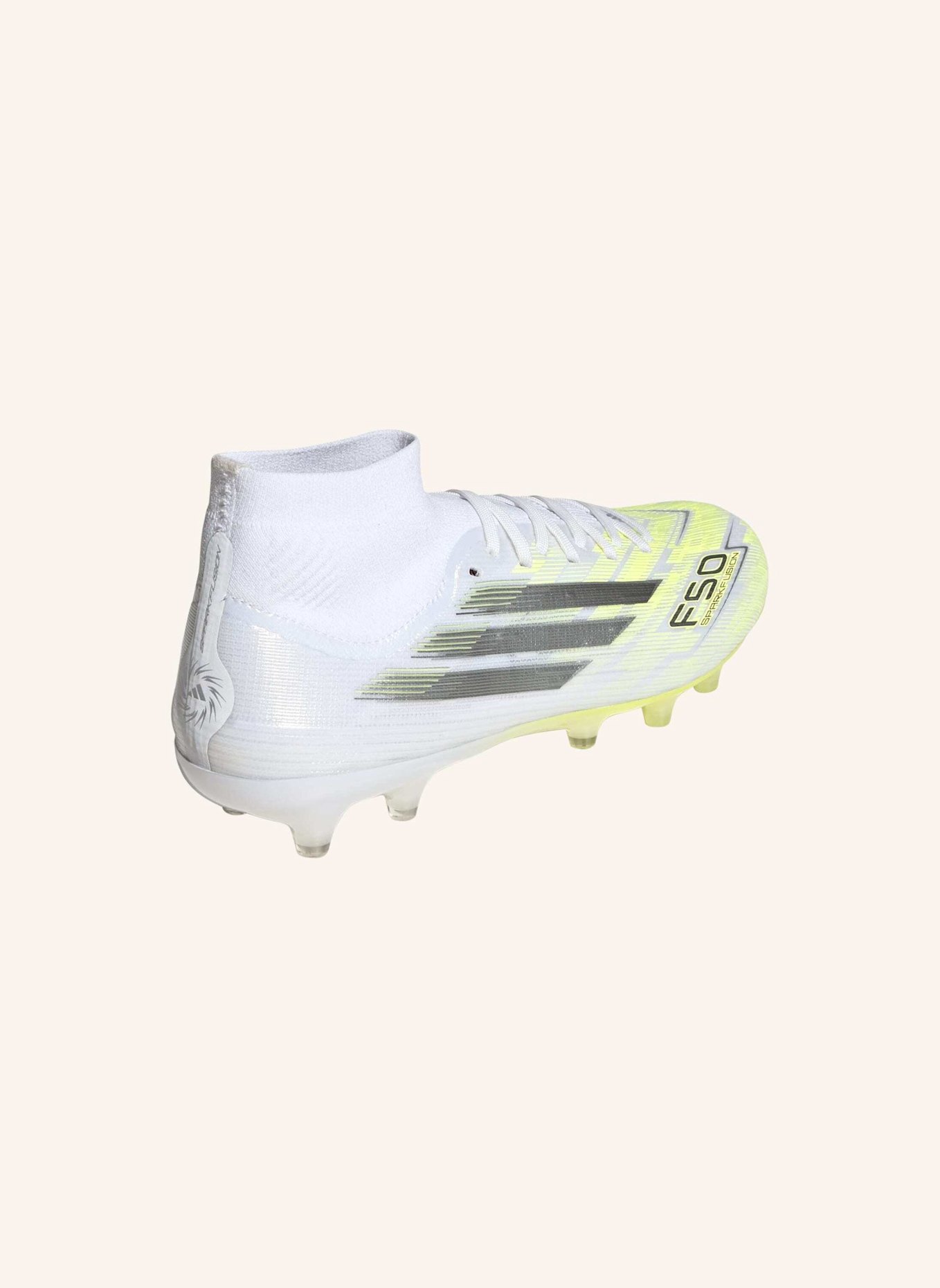 adidas F50 SPARKFUSION PRO MID CUT FIRM GROUND / ARTIFICIAL GROUND FUSSBALLSCHUHE: WEISS/ GRAU/ GELB