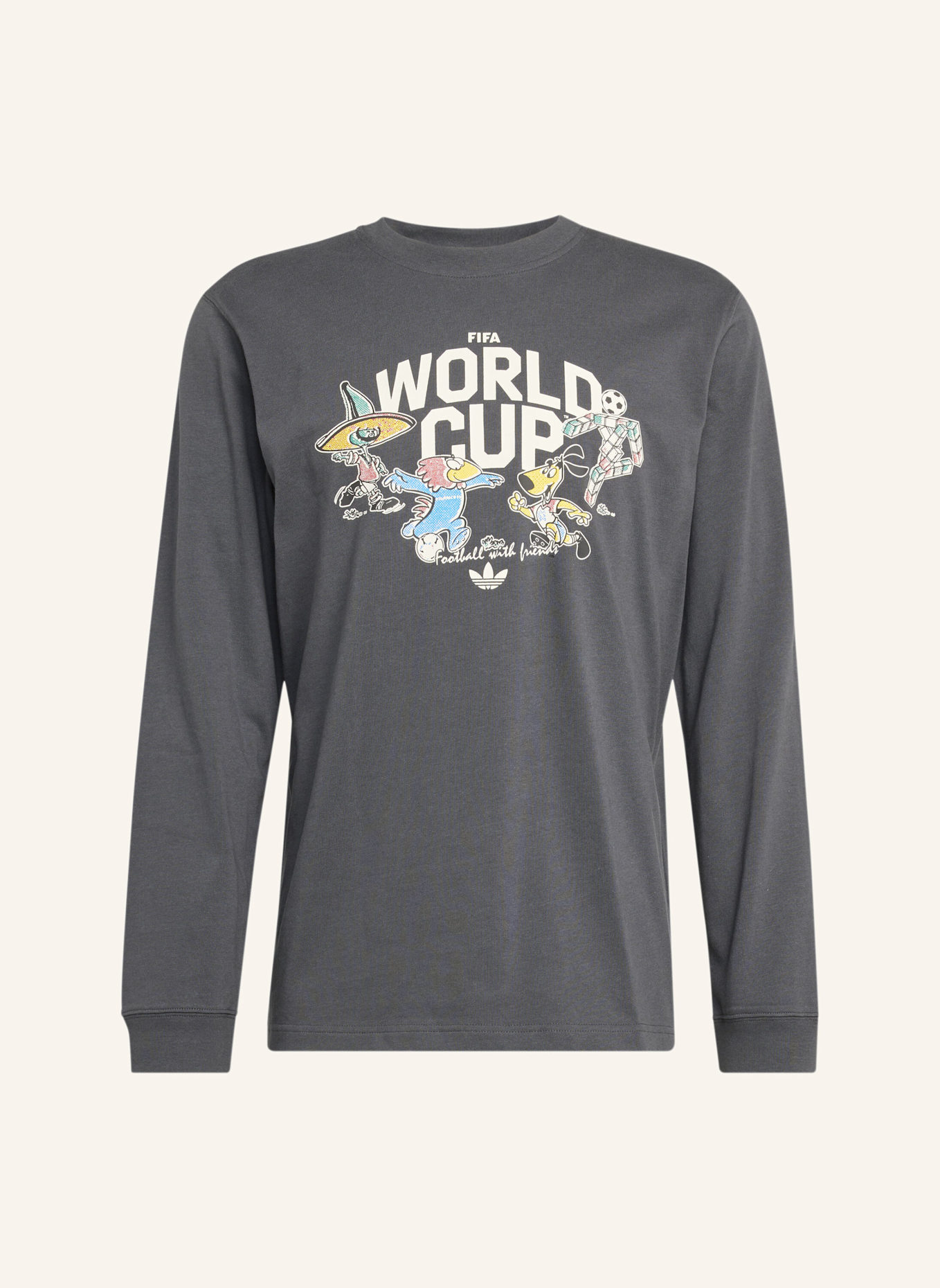 adidas FIFA FUSSBALL-WELTMEISTERSCHAFT 26™ MASKOTTCHEN T-SHIRT, LANGÄRMLIG: GRAU