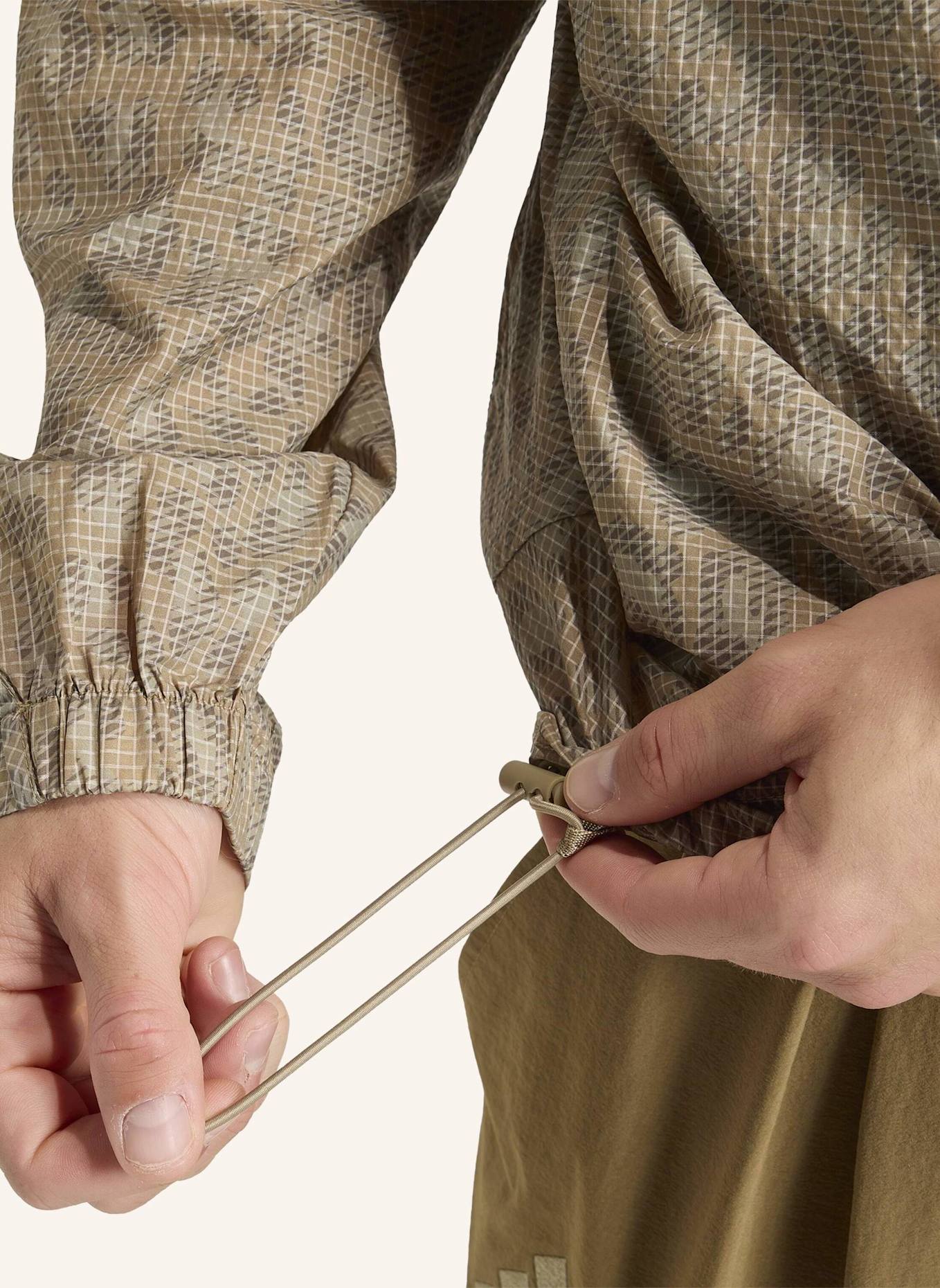 adidas TERREX TERREX XPLORIC CLIMA365 PRINTED WIND ANORAK: BEIGE/ BRAUN