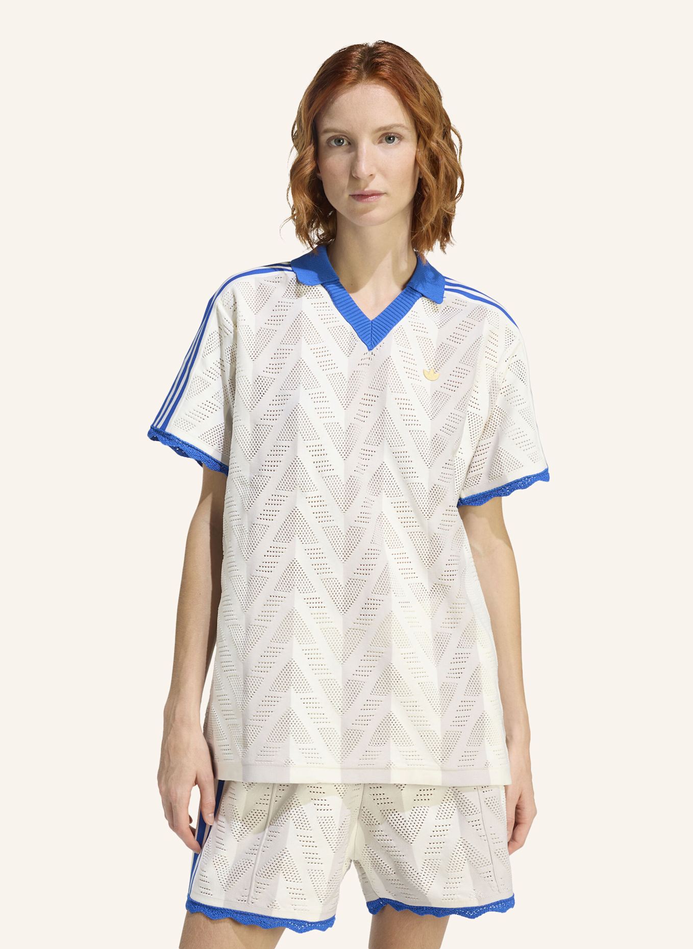 adidas Originals KURZÄRMELIGES POLOSHIRT: WEISS/ GRAU