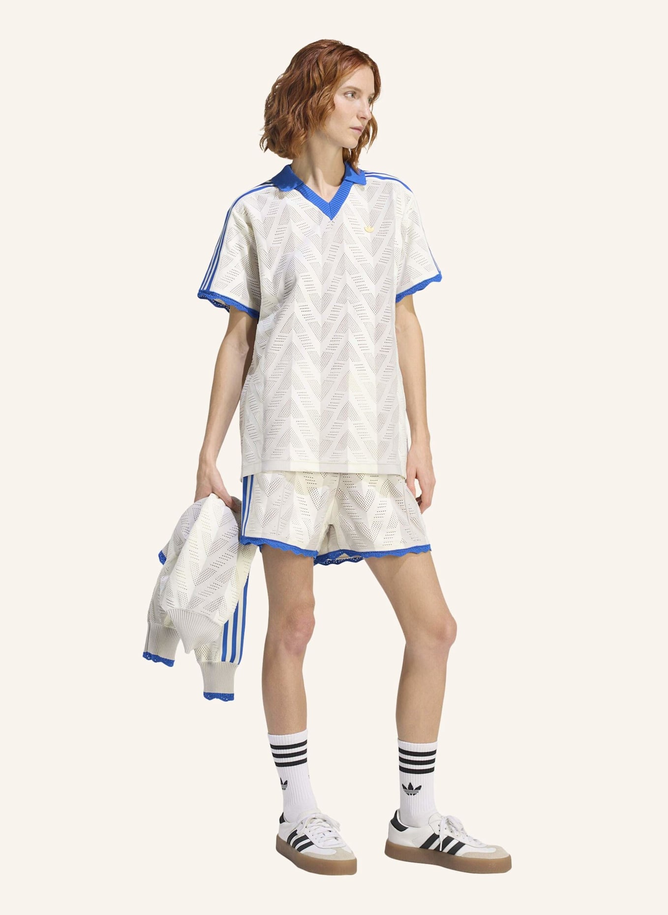 adidas Originals KURZÄRMELIGES POLOSHIRT: WEISS/ GRAU