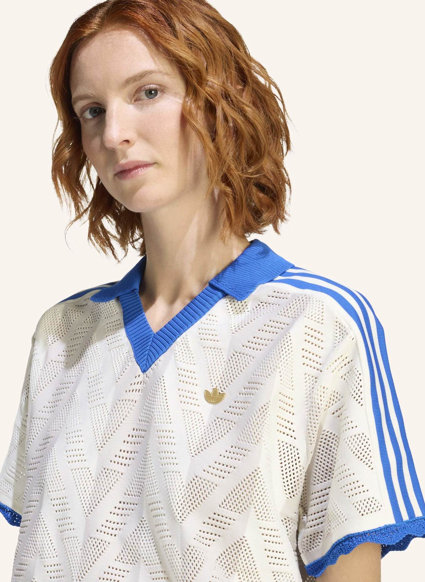 adidas Originals KURZÄRMELIGES POLOSHIRT: WEISS/ GRAU