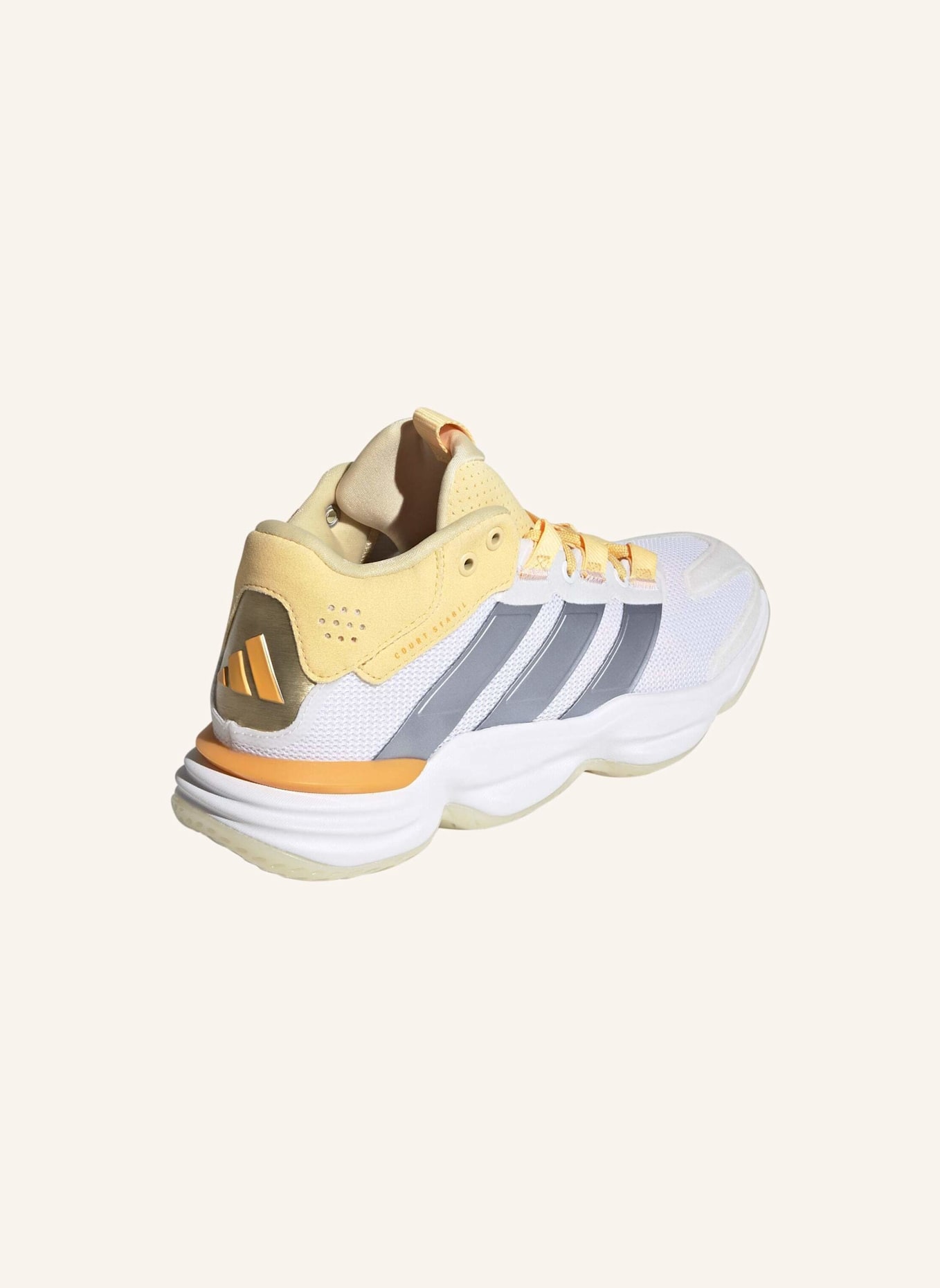 adidas COURT STABIL HALLENSCHUH: WEISS/ BLAU/ ORANGE